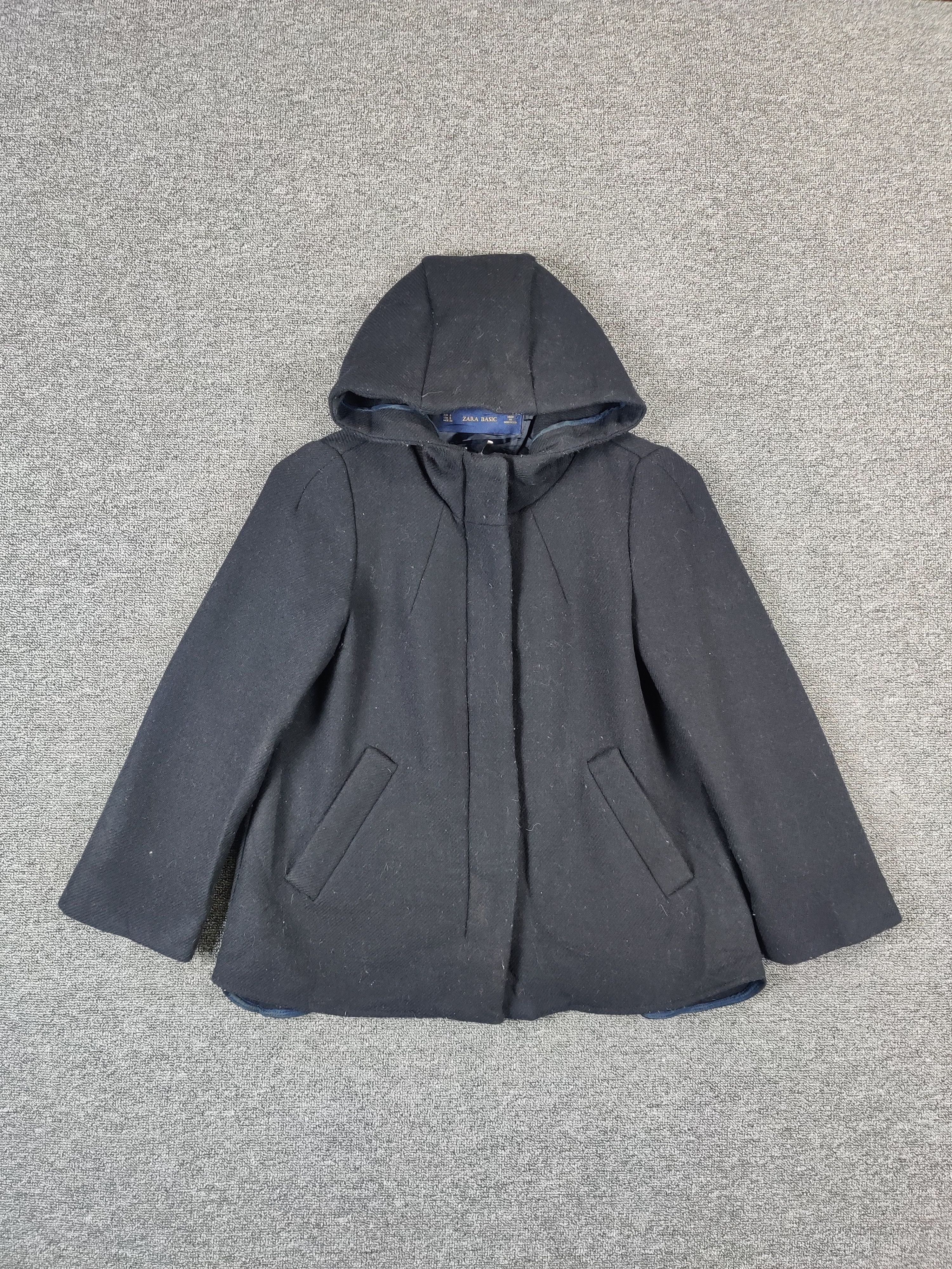 Designer Zara Wool Cropped Hoodie Jacket Size S / US 4 / IT 40 - 1 Thumbnail