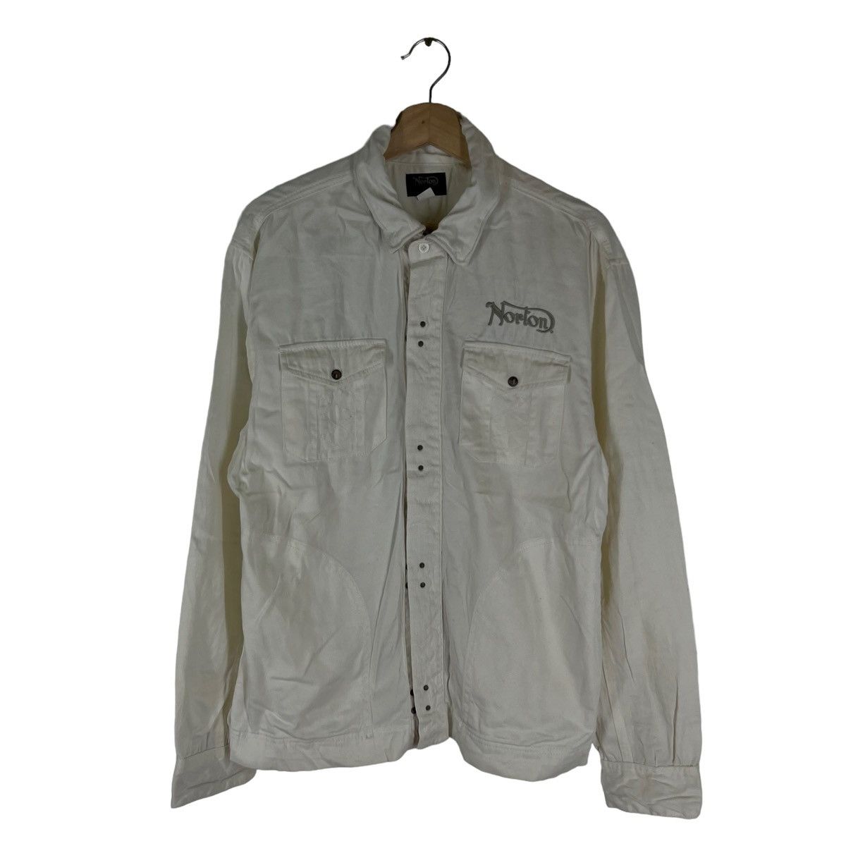 Japanese Brand VINTAGE NORTON MOTORCYCLE OVERPRINT BUTTON JACKET Size US M / EU 48-50 / 2 - 4 Thumbnail