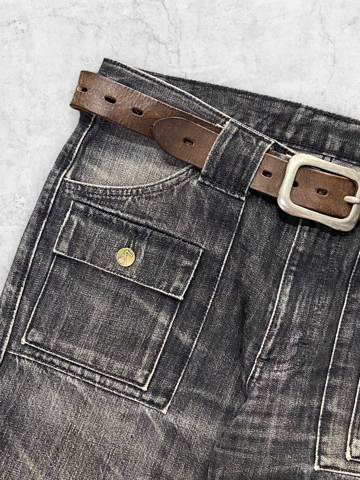 Japanese Brand × Lee × Vintage Vintage Lee Bush Mud Denim Pants Leather Belt Size US 32 / EU 48 - 5 Thumbnail