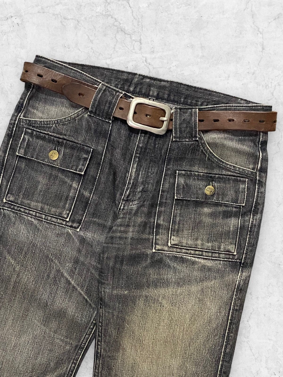 Japanese Brand × Lee × Vintage Vintage Lee Bush Mud Denim Pants Leather Belt Size US 32 / EU 48 - 4 Thumbnail