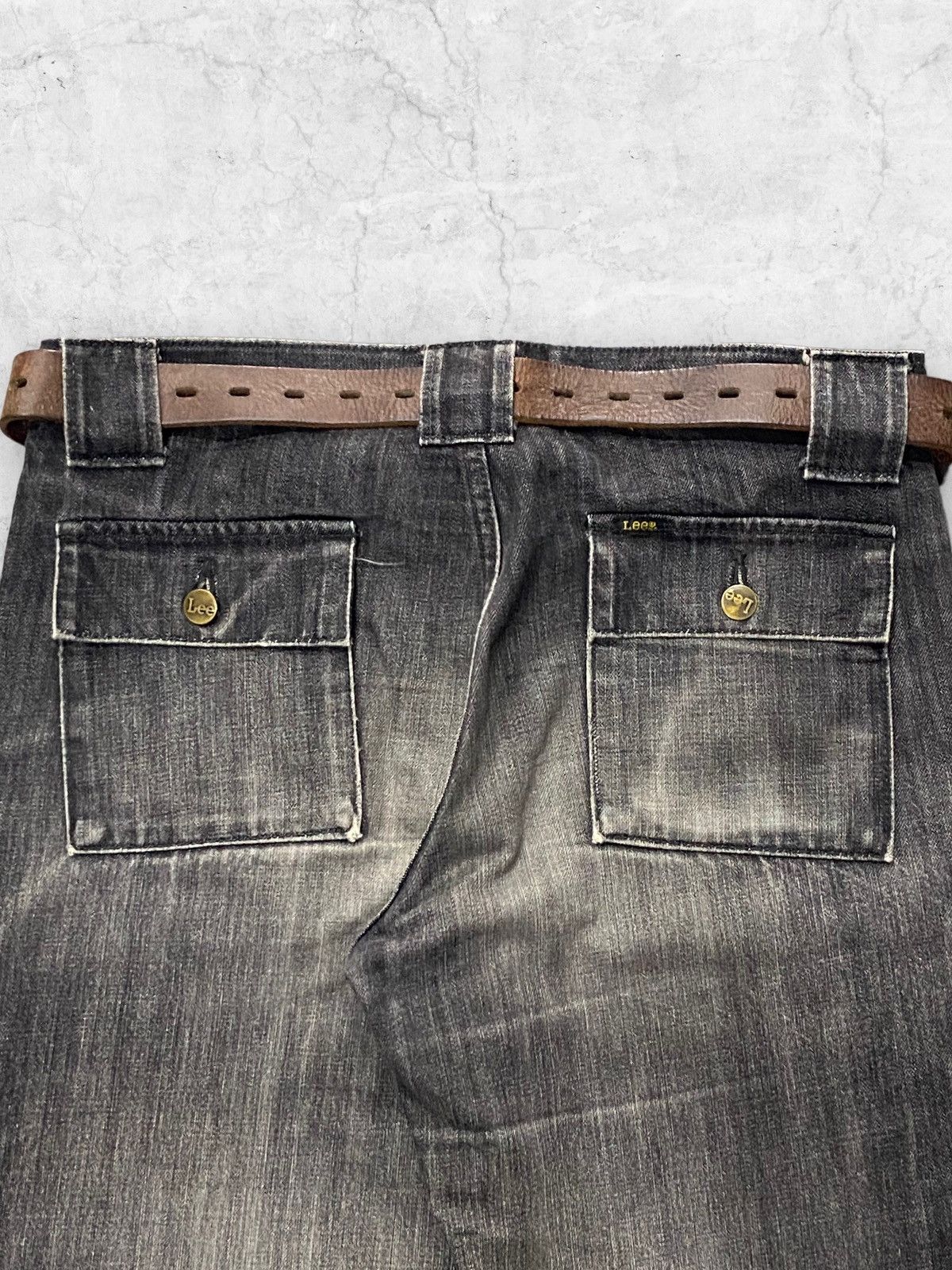 Japanese Brand × Lee × Vintage Vintage Lee Bush Mud Denim Pants Leather Belt Size US 32 / EU 48 - 9 Thumbnail