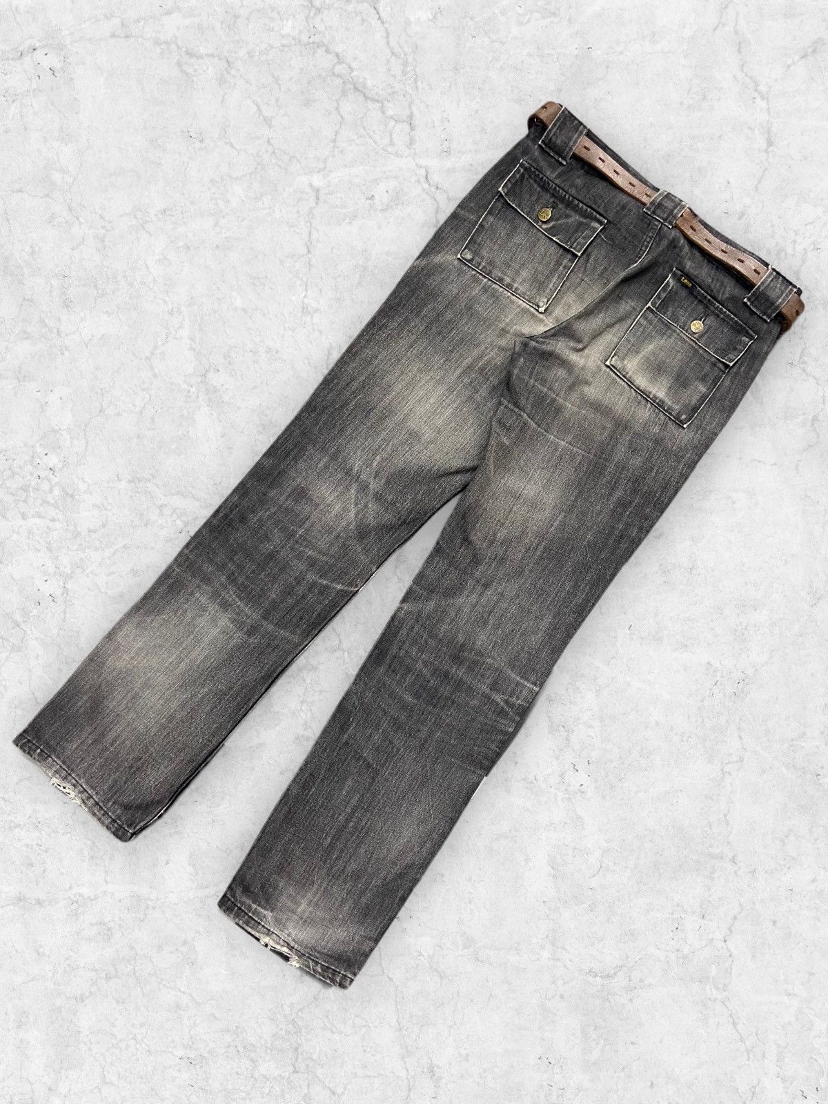 Japanese Brand × Lee × Vintage Vintage Lee Bush Mud Denim Pants Leather Belt Size US 32 / EU 48 - 10 Thumbnail