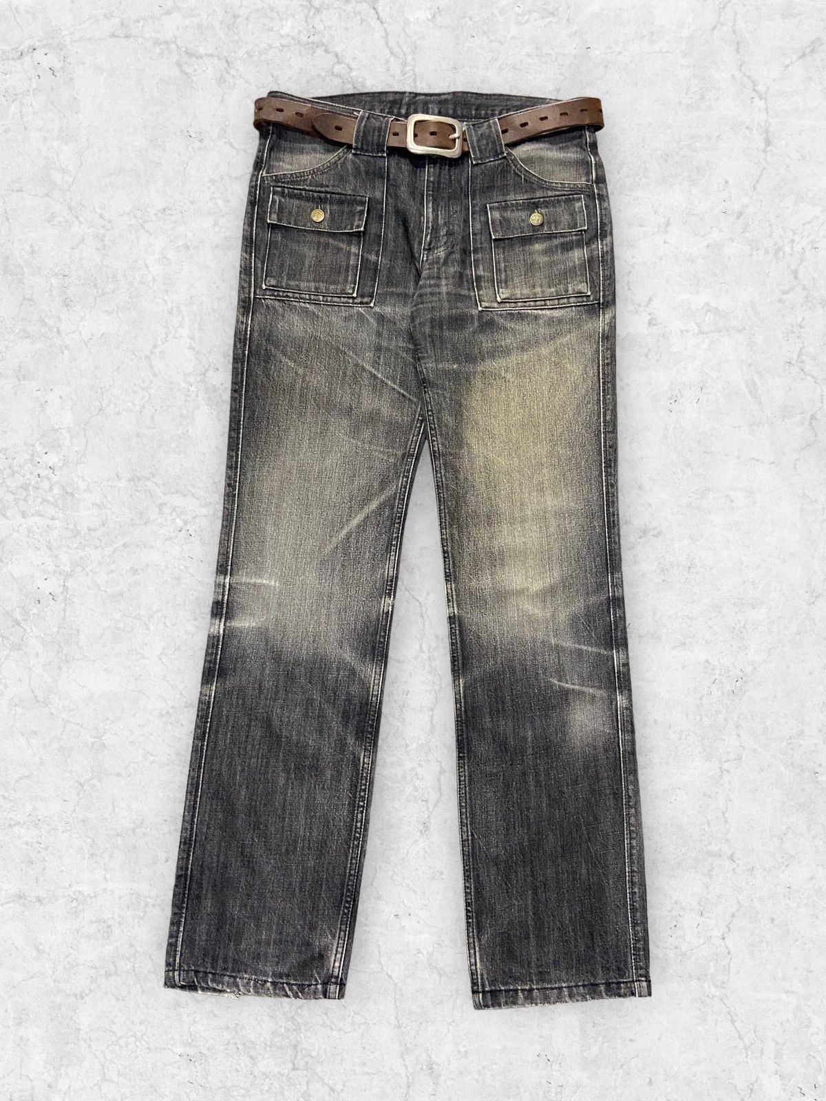 Vintage Lee Bush Denim Pants Leather Belt