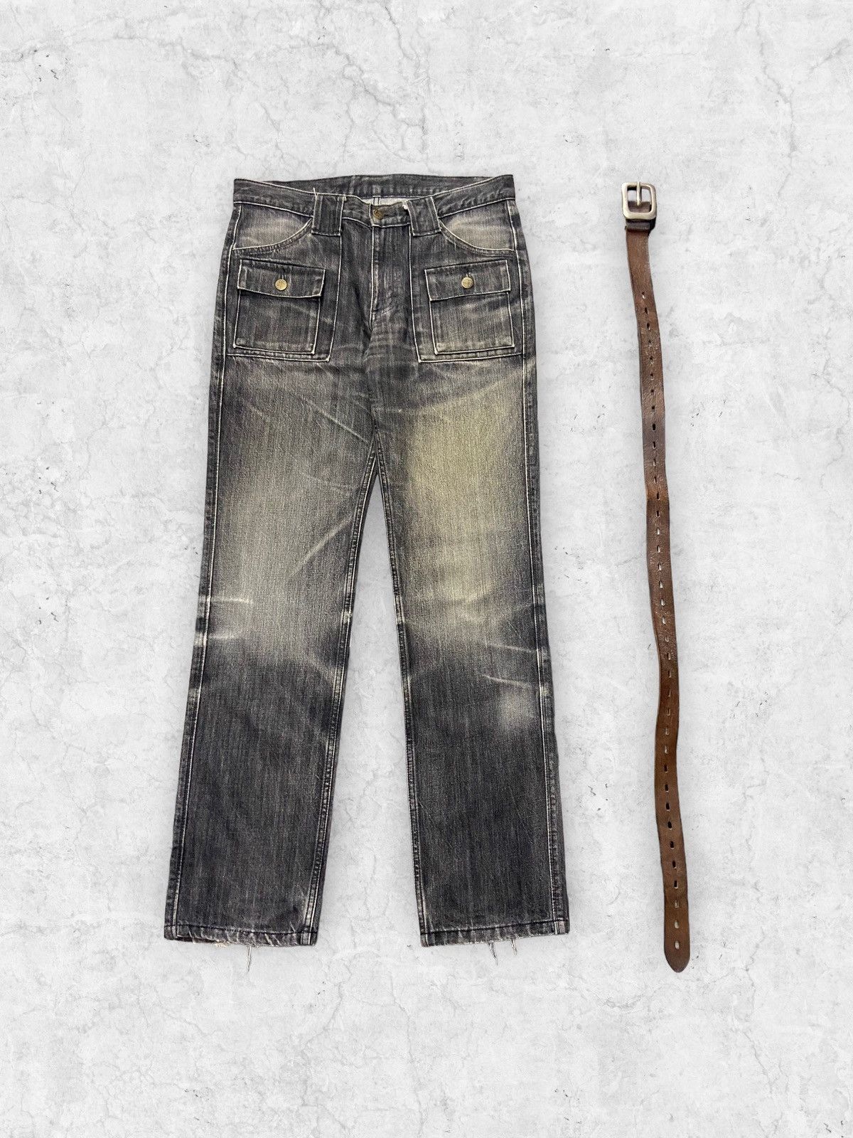 Japanese Brand × Lee × Vintage Vintage Lee Bush Mud Denim Pants Leather Belt Size US 32 / EU 48 - 3 Thumbnail