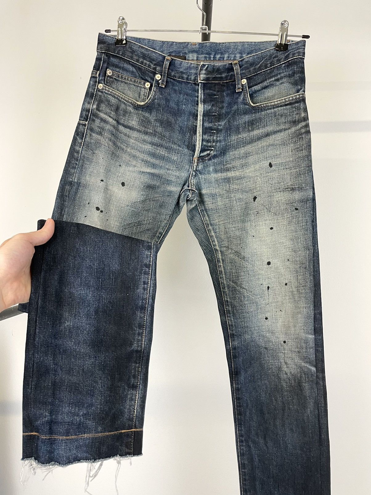 Dior × Hedi Slimane Dior painter faded dark stained denim jeans pants slim rare Size US 29 - 4 Thumbnail