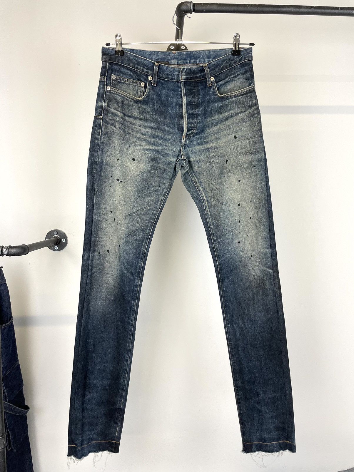 Dior × Hedi Slimane Dior painter faded dark stained denim jeans pants slim rare Size US 29 - 3 Thumbnail