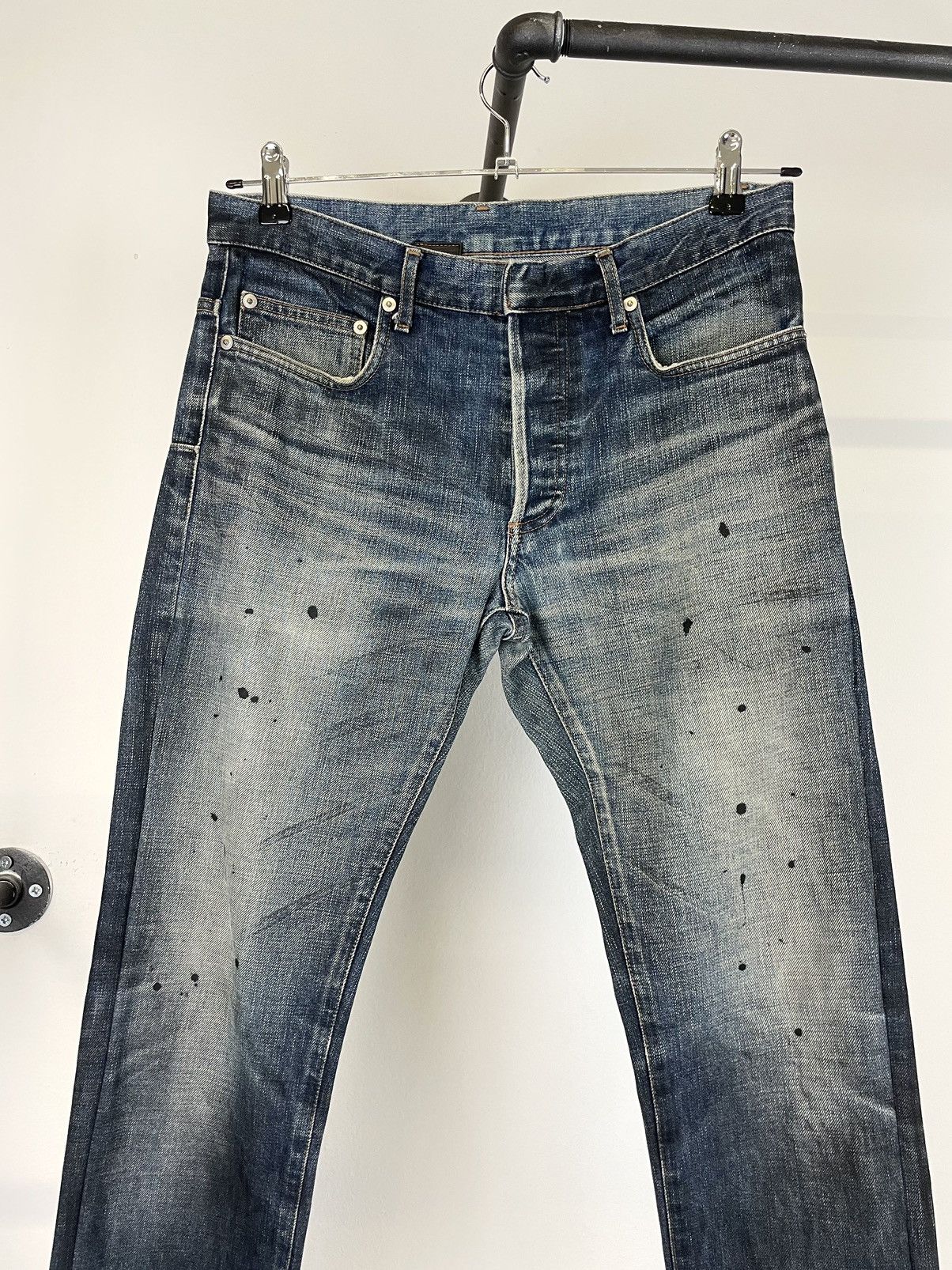 Dior × Hedi Slimane Dior painter faded dark stained denim jeans pants slim rare Size US 29 - 1 Thumbnail