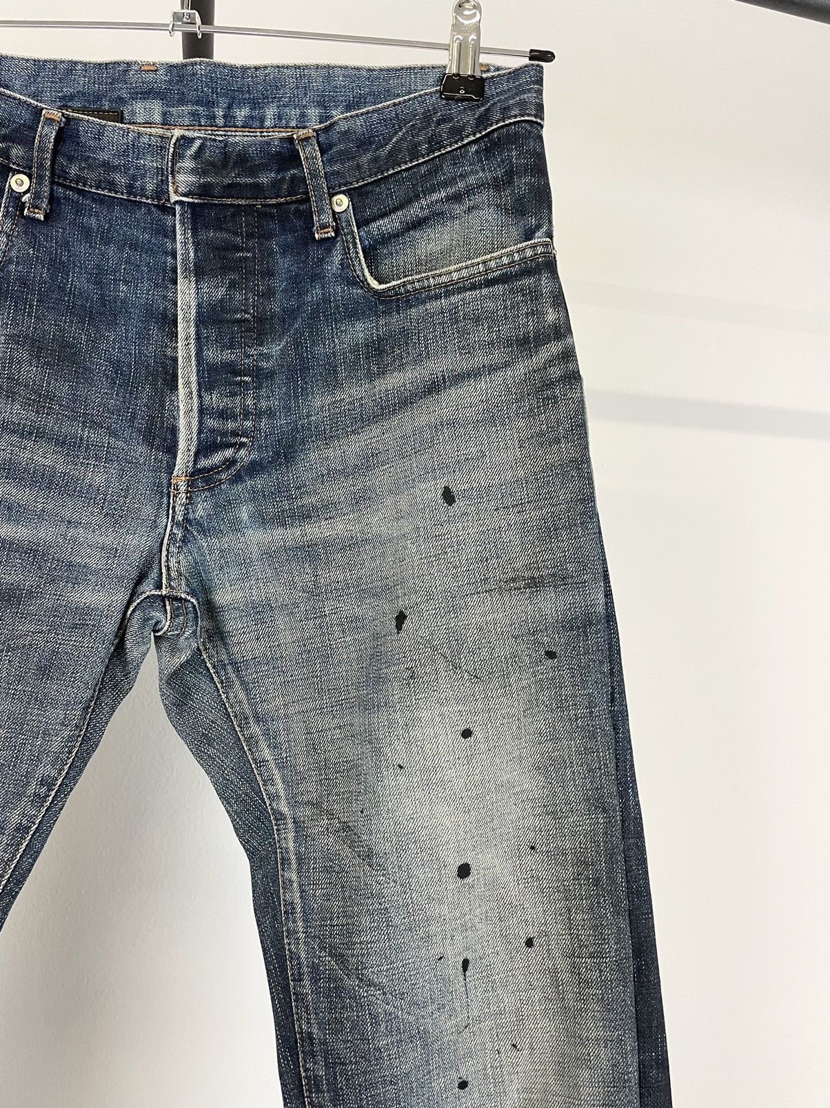 Dior × Hedi Slimane Dior painter faded dark stained denim jeans pants slim rare Size US 29 - 2 Thumbnail