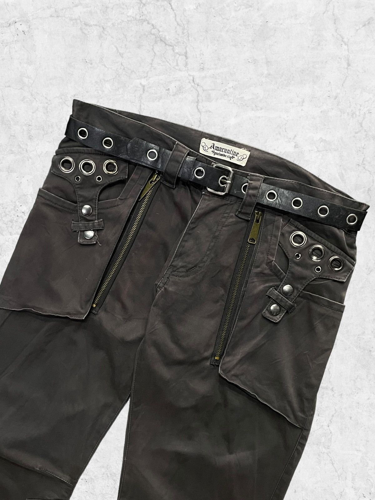GOSTAR DE FUGA × Le Grande Bleu (L.G.B.) × Tete Homme Amaranline Japan Rivet Gun Pocket Pants With Leather Belt Size US 32 / EU 48 - 4 Thumbnail