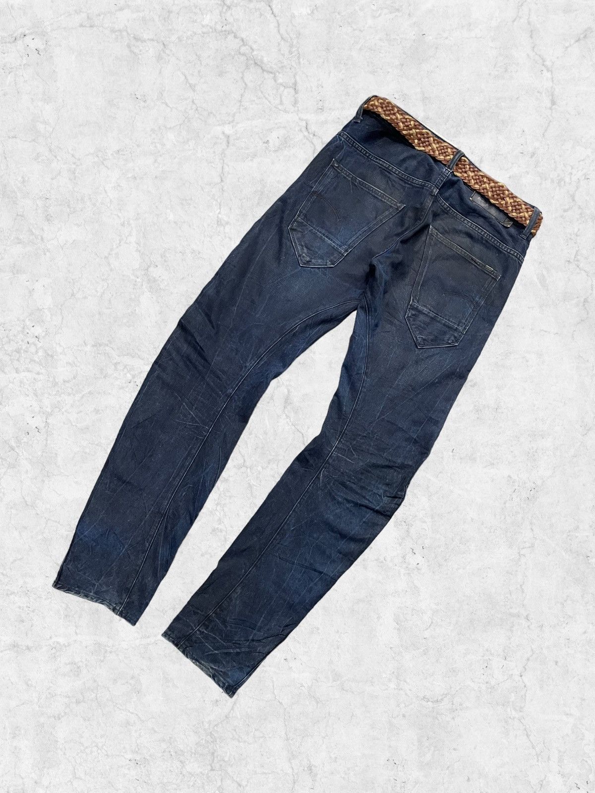 G-Star × Vintage G Star Raw 3D Slim Distressed Denim With Braided Belt Size US 31 - 9 Thumbnail