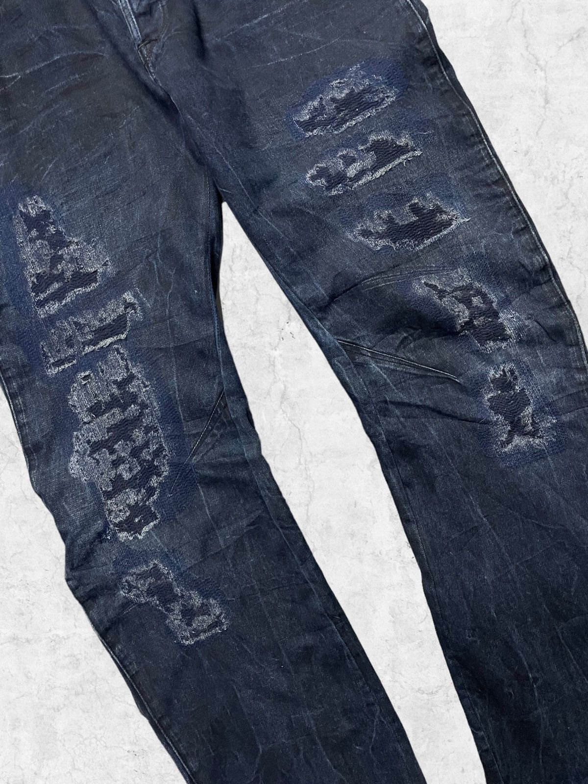 G-Star × Vintage G Star Raw 3D Slim Distressed Denim With Braided Belt Size US 31 - 7 Thumbnail