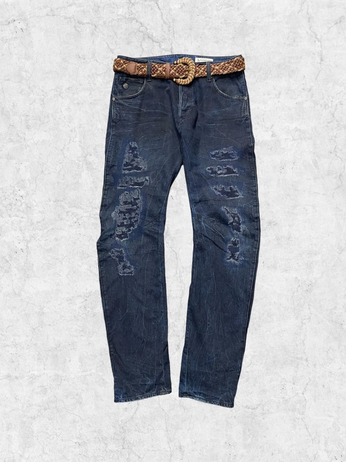 G-Star × Vintage G Star Raw 3D Slim Distressed Denim With Braided Belt Size US 31 - 1 Thumbnail