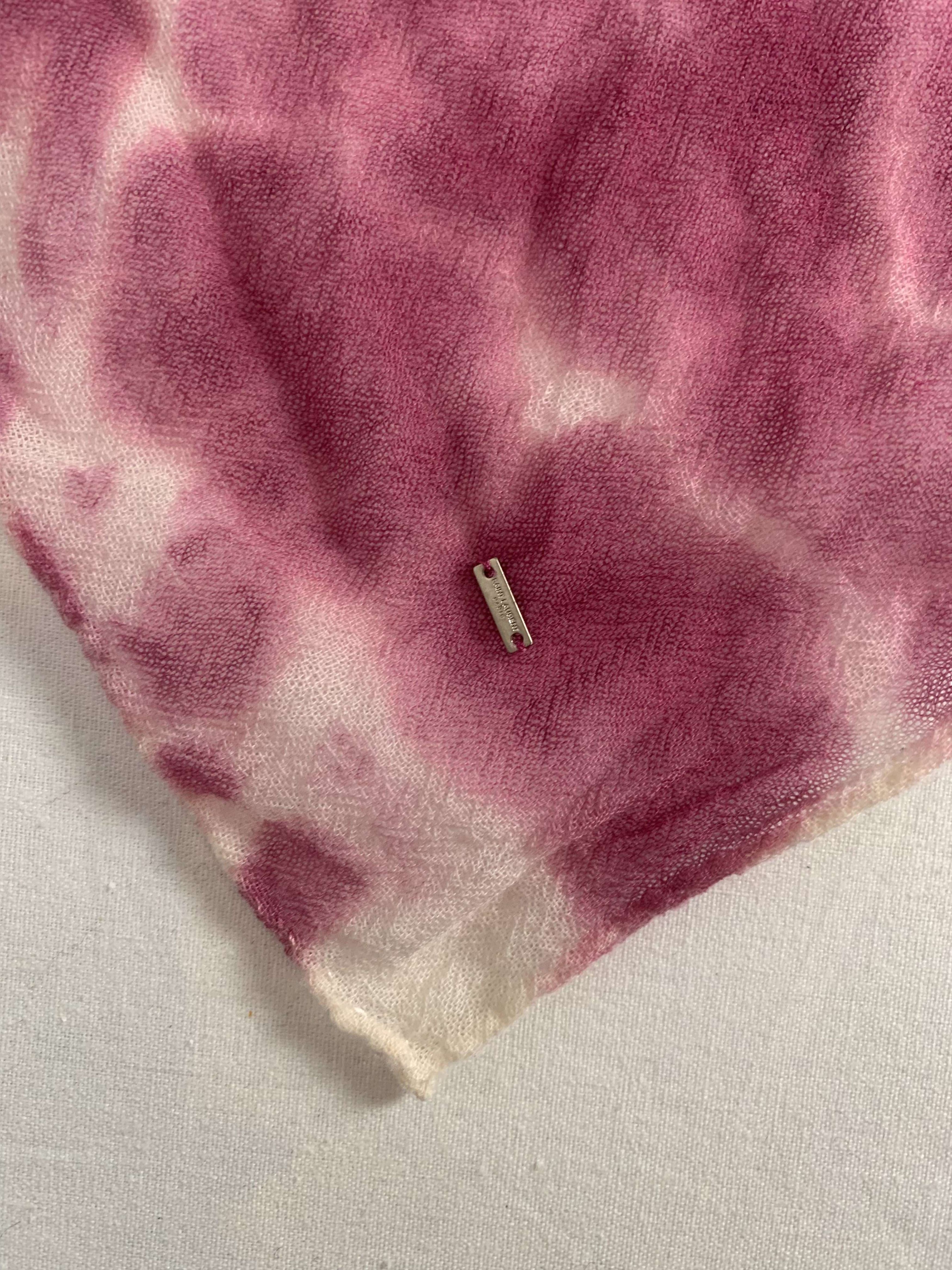 Saint Laurent Paris Pink & Blue Saint Laurent Scarf Size ONE SIZE - 5 Thumbnail
