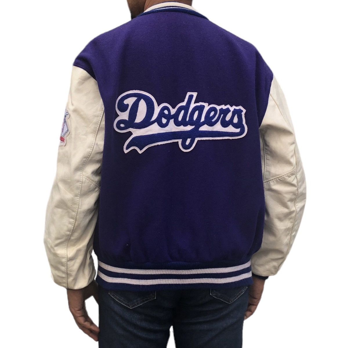 Delong VTG 90s MLB LA Dodgers Latterman Wool Leather Varsity Jacket Size US L / EU 52-54 / 3 - 13 Thumbnail