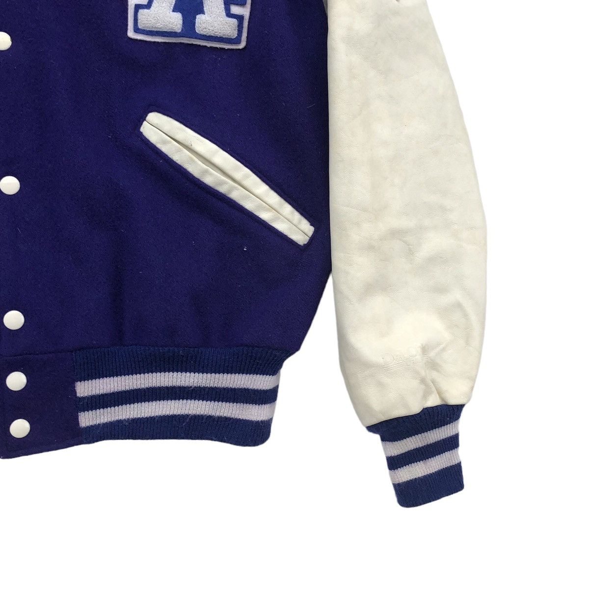 Delong VTG 90s MLB LA Dodgers Latterman Wool Leather Varsity Jacket Size US L / EU 52-54 / 3 - 6 Thumbnail