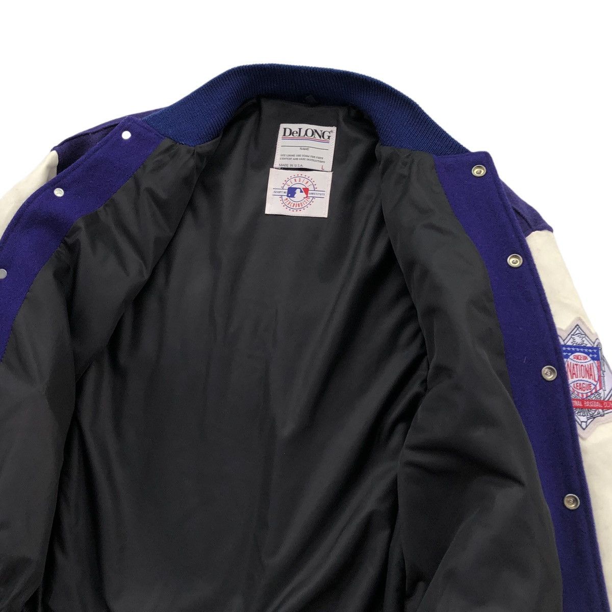 Delong VTG 90s MLB LA Dodgers Latterman Wool Leather Varsity Jacket Size US L / EU 52-54 / 3 - 4 Thumbnail
