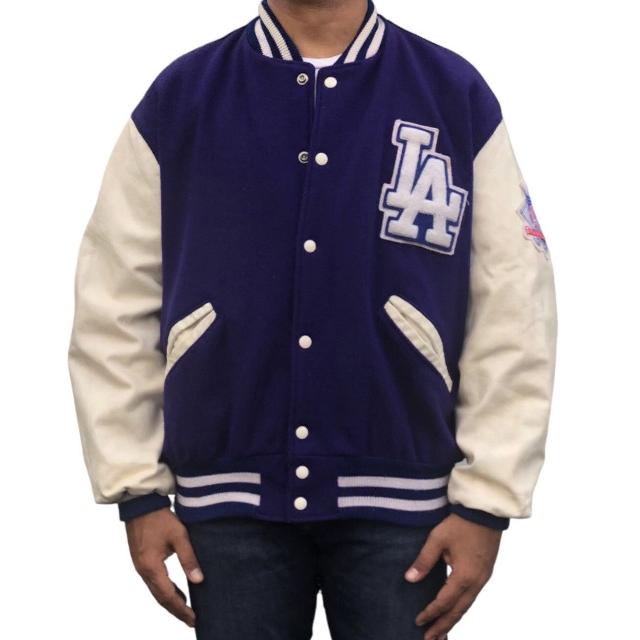 Delong VTG 90s MLB LA Dodgers Latterman Wool Leather Varsity Jacket Size US L / EU 52-54 / 3 - 11 Thumbnail