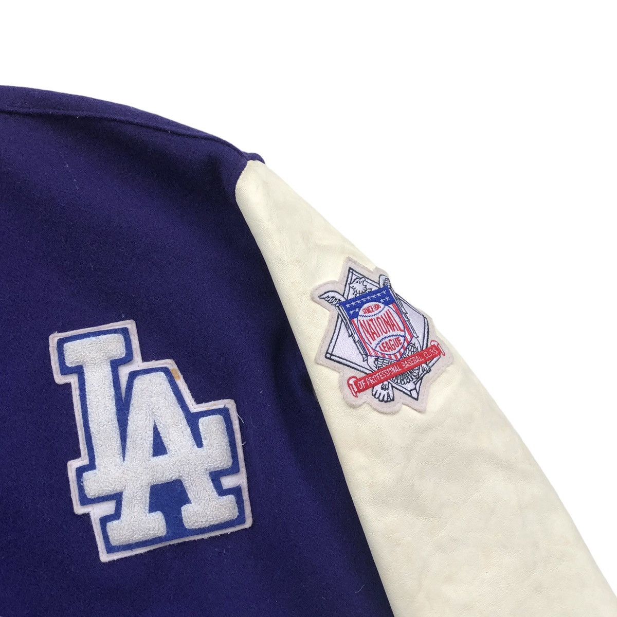 Delong VTG 90s MLB LA Dodgers Latterman Wool Leather Varsity Jacket Size US L / EU 52-54 / 3 - 8 Thumbnail