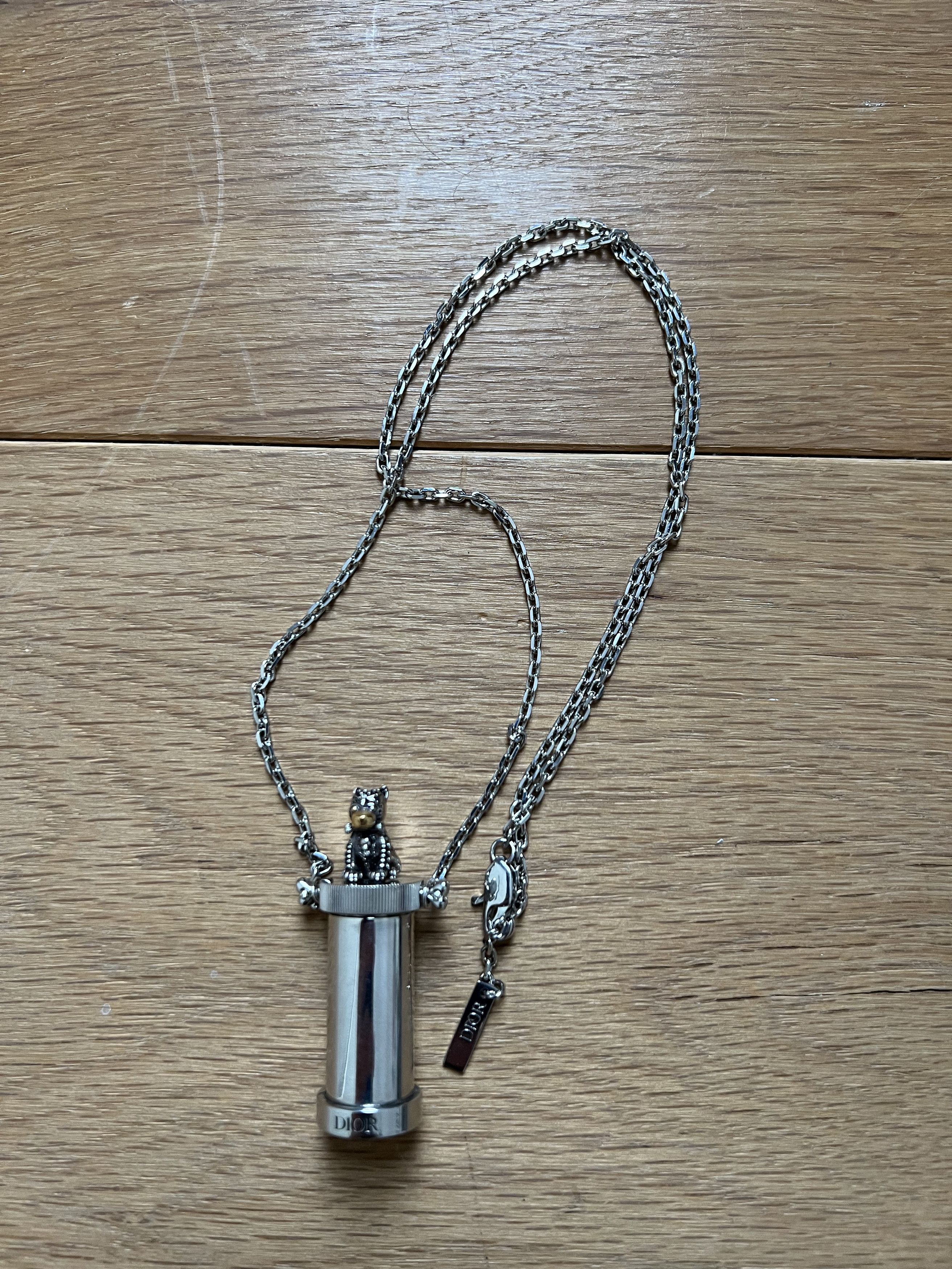 image of Dior Aw19 Bulldog Necklace in Silver, Men's
