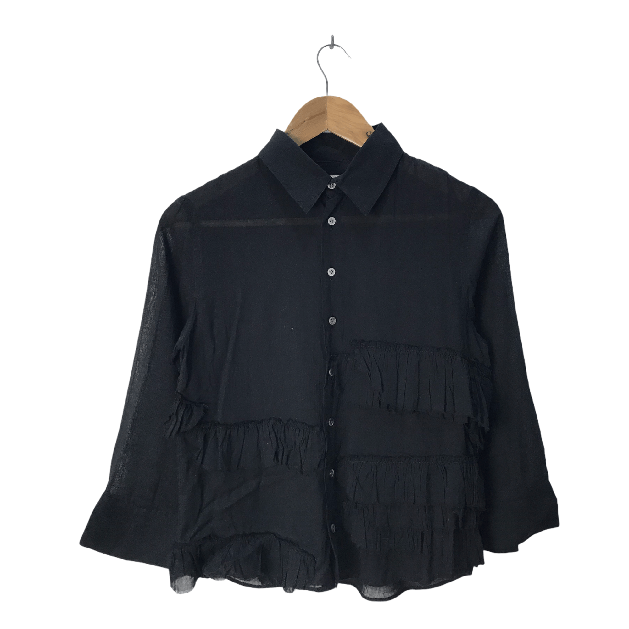 image of Sunao Kuwahara By Issey Miyake Button Up Tshirt in Black, Men's (Size Small)