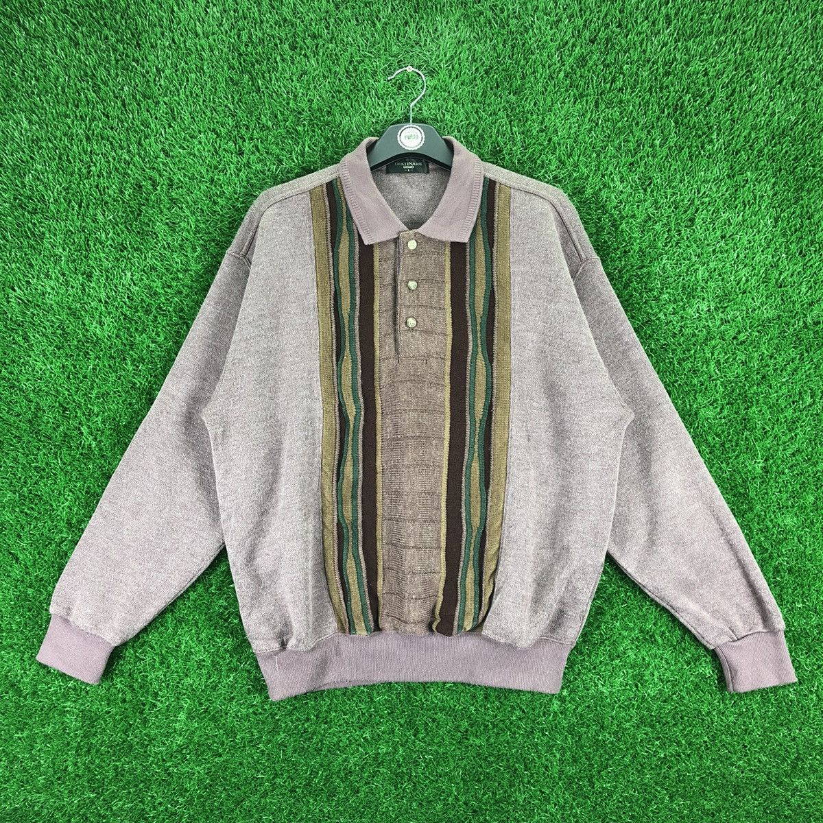 image of Coloured Cable Knit Sweater x Vintage 80's Knit Polo Shirts Coloured By Destinare Uomo (Size Large)
