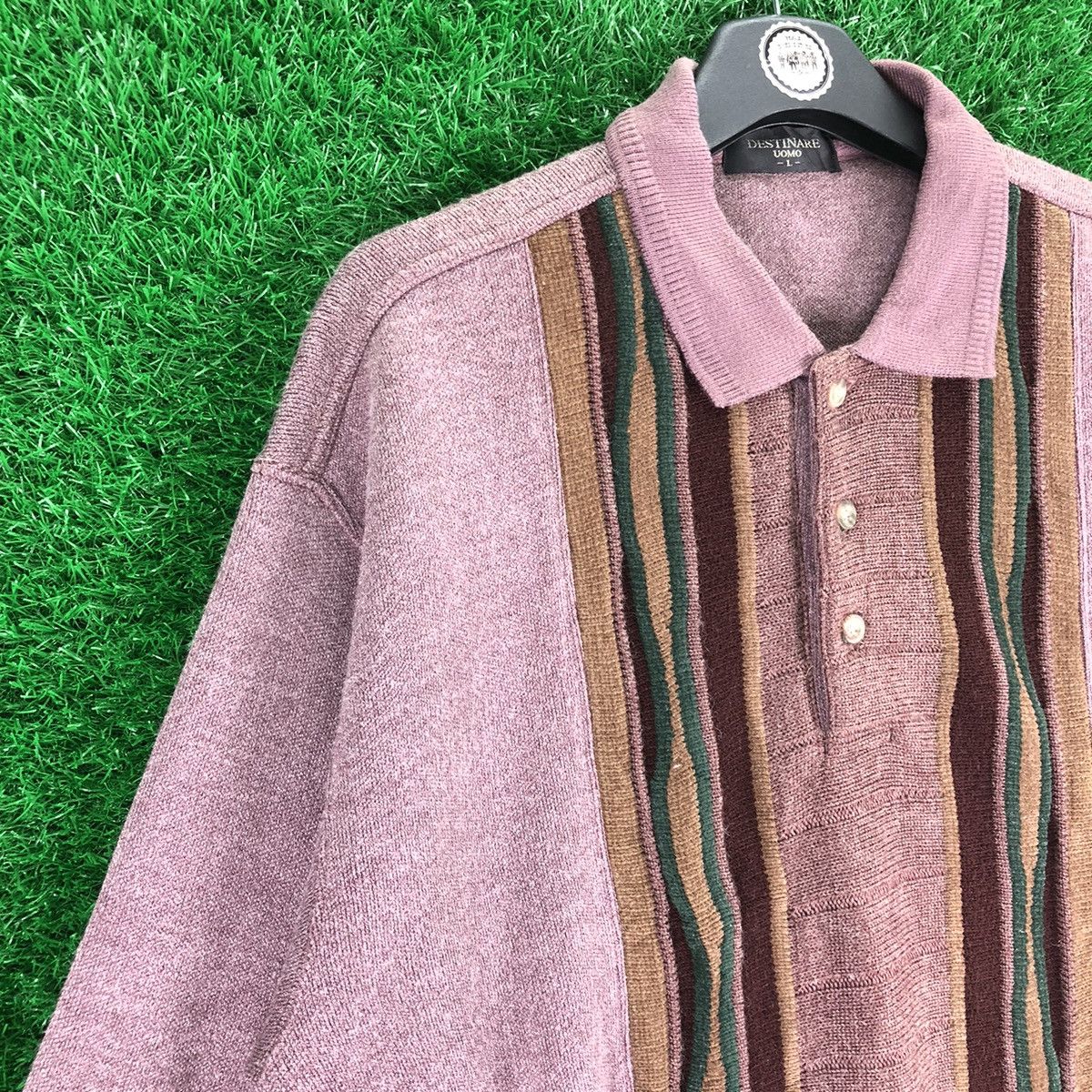 Japanese Brand Vintage 80's Knit Polo Shirts Coloured by Destinare Uomo Size US L / EU 52-54 / 3 - 2 Thumbnail