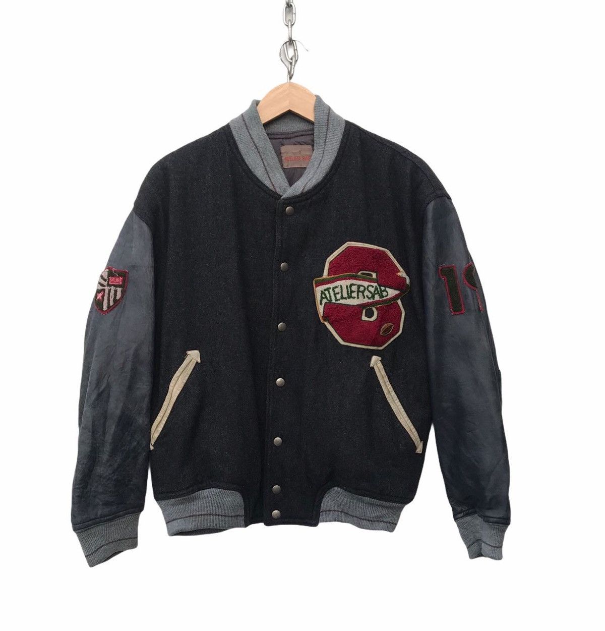 image of Vintage Atelier Sab Streetwear Varsity Jacket in Black, Men's (Size Large)