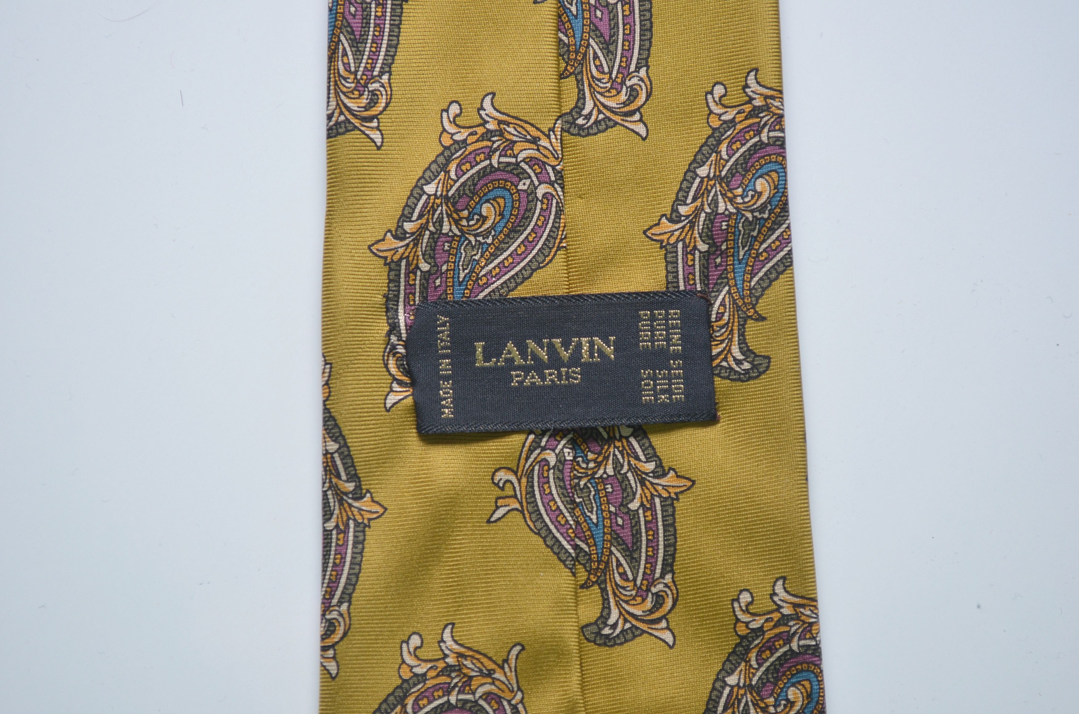 Lanvin Lanvin Gold Colorful Paisley Print Pattern Silk Tie 57" Size ONE SIZE - 2 Thumbnail
