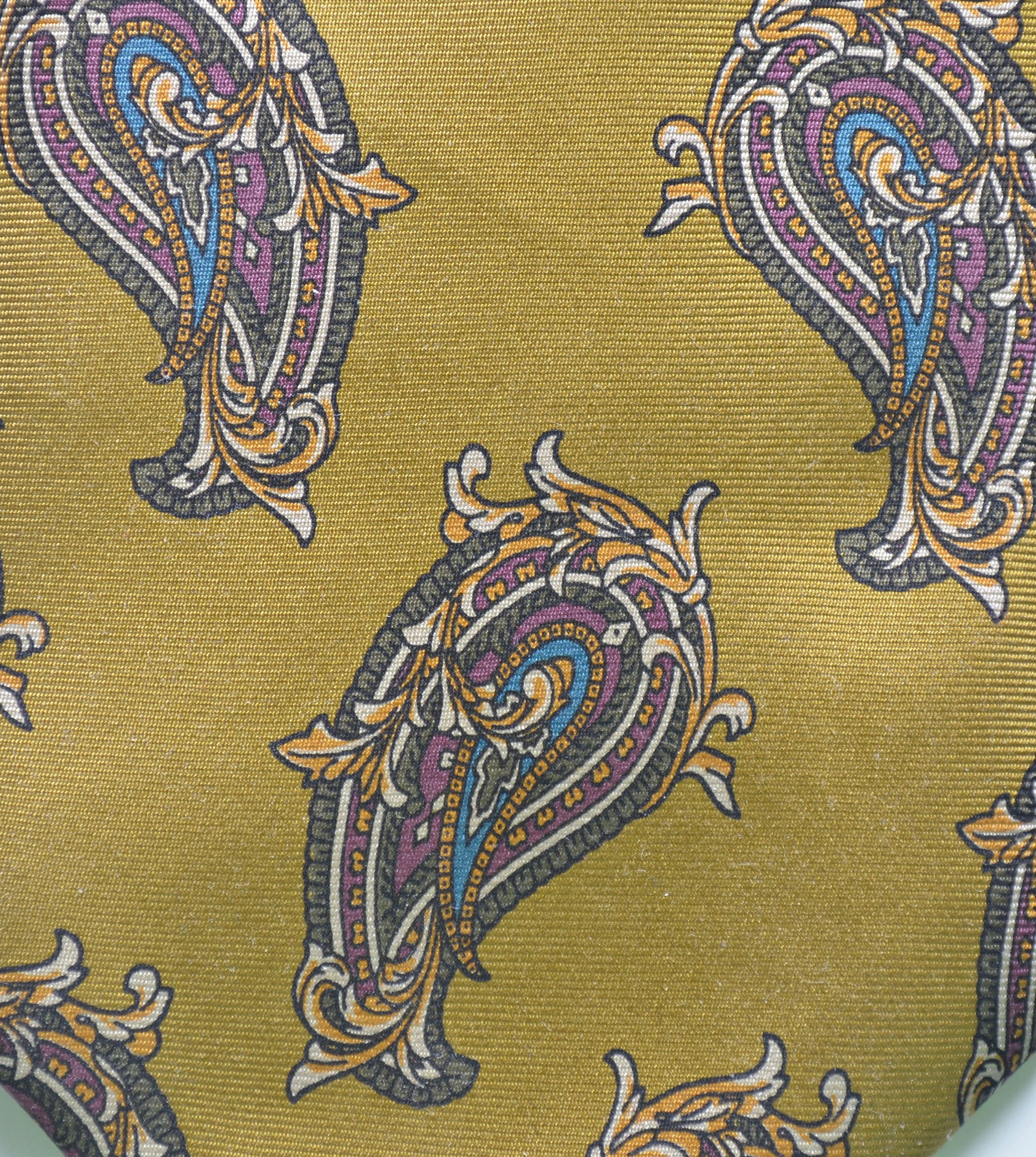 Lanvin Lanvin Gold Colorful Paisley Print Pattern Silk Tie 57" Size ONE SIZE - 6 Thumbnail