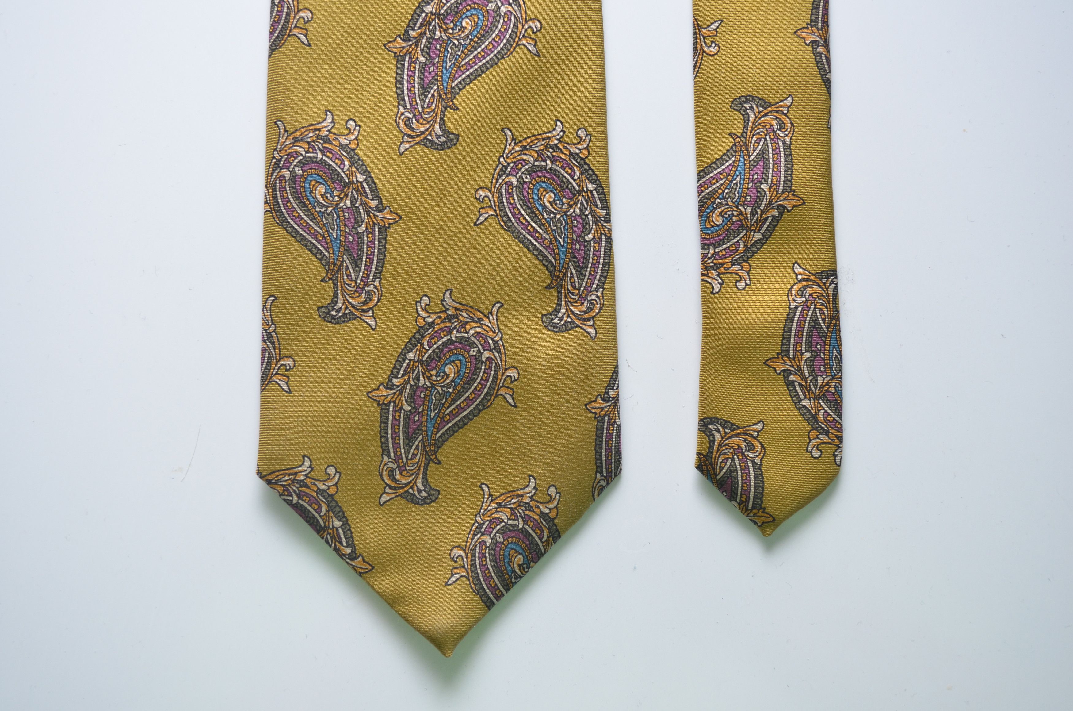 Lanvin Lanvin Gold Colorful Paisley Print Pattern Silk Tie 57" Size ONE SIZE - 5 Thumbnail
