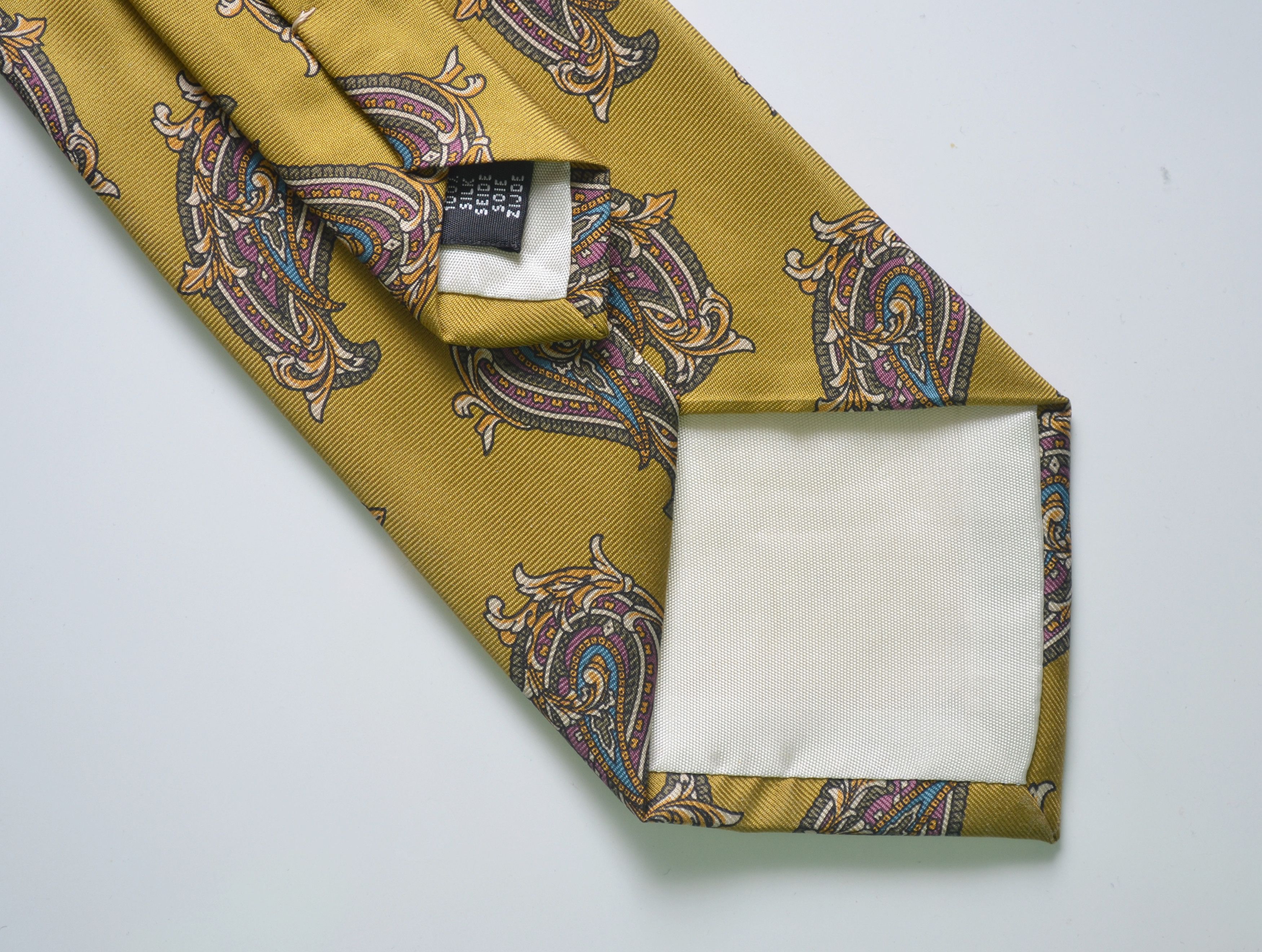 Lanvin Lanvin Gold Colorful Paisley Print Pattern Silk Tie 57" Size ONE SIZE - 8 Thumbnail