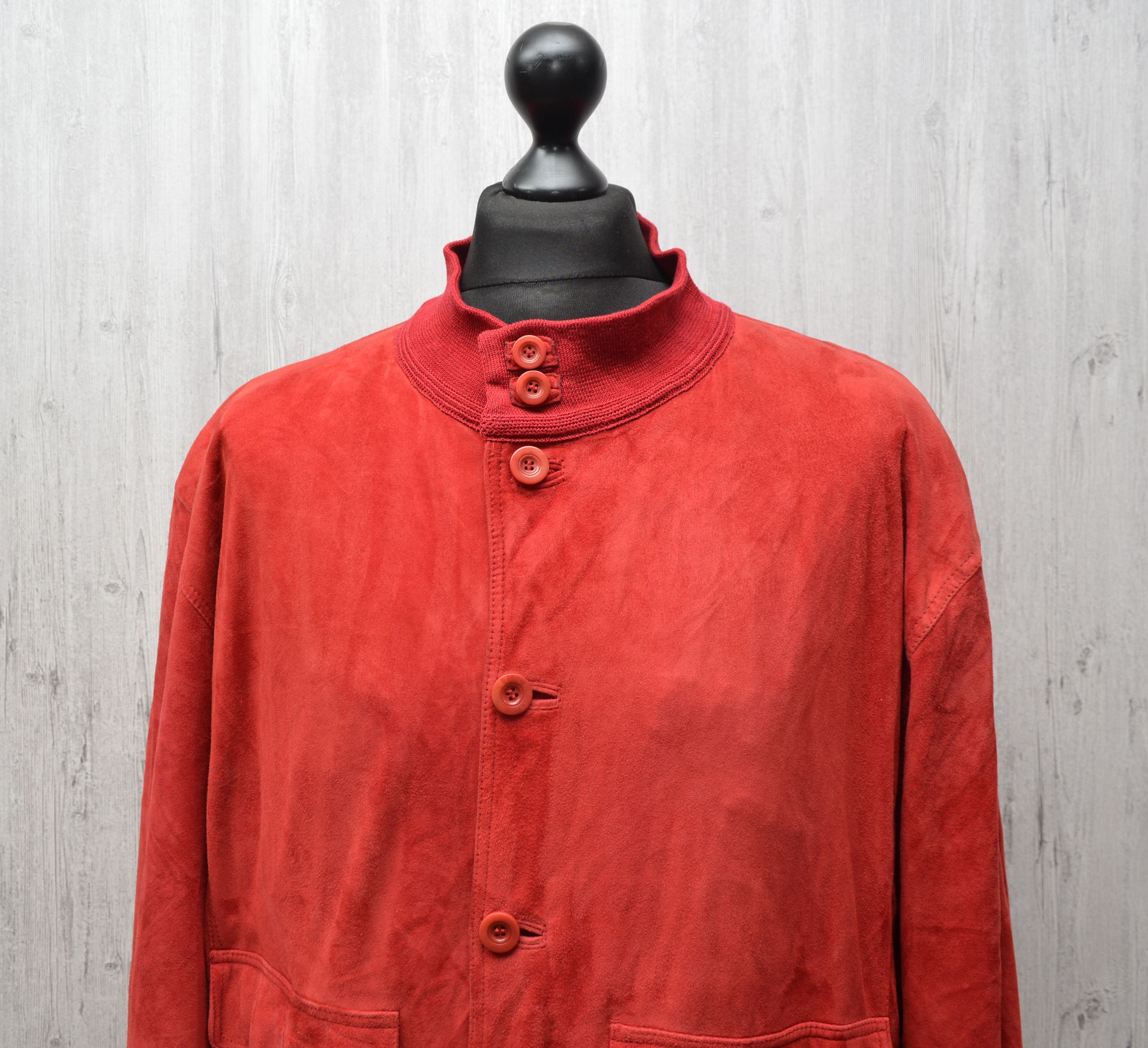 Designer × Gallotti Gallotti Suede Red Leather Jacket Bomber Sz 54 XL Size US XL / EU 56 / 4 - 2 Thumbnail