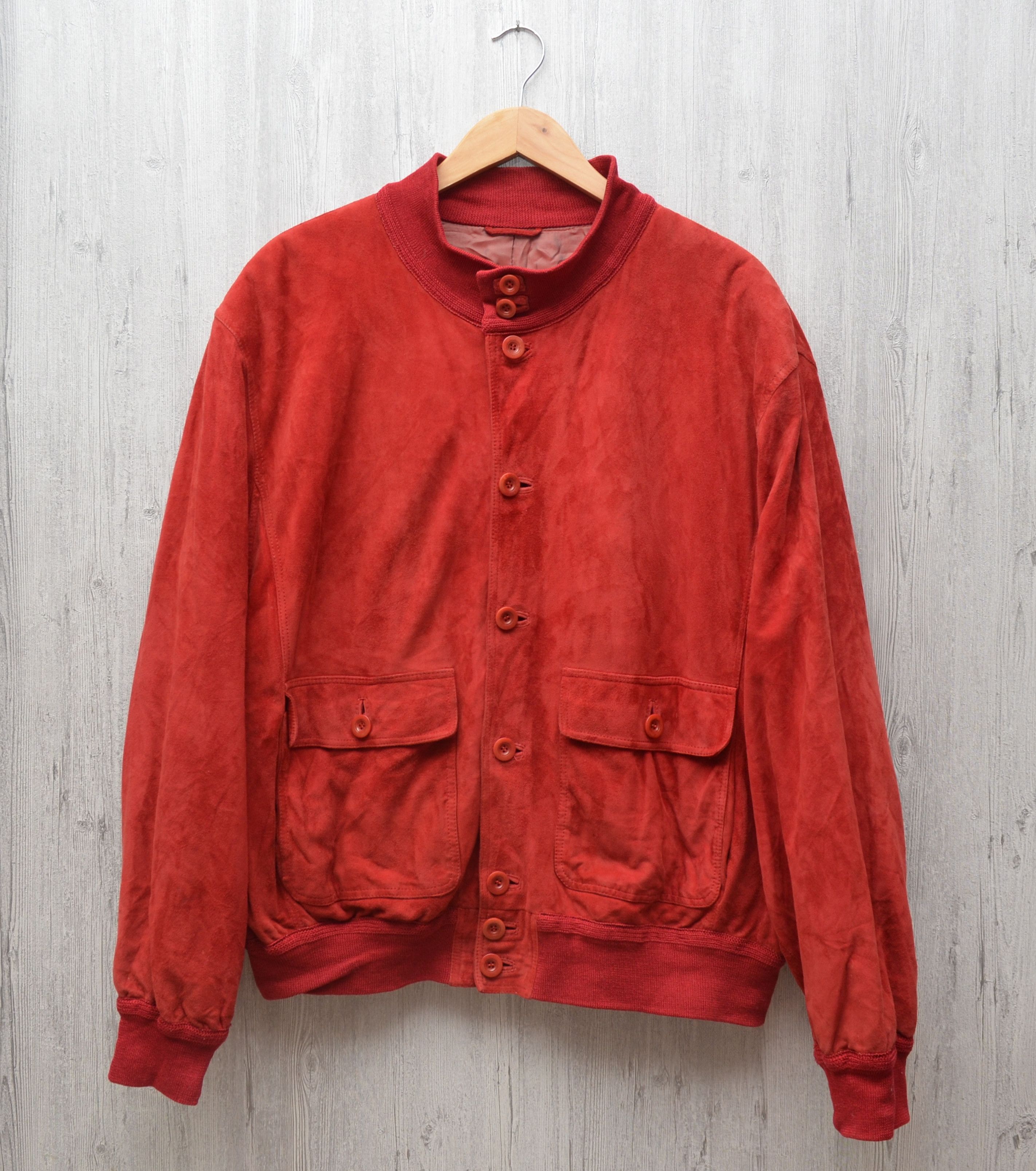 Designer × Gallotti Gallotti Suede Red Leather Jacket Bomber Sz 54 XL Size US XL / EU 56 / 4 - 9 Thumbnail