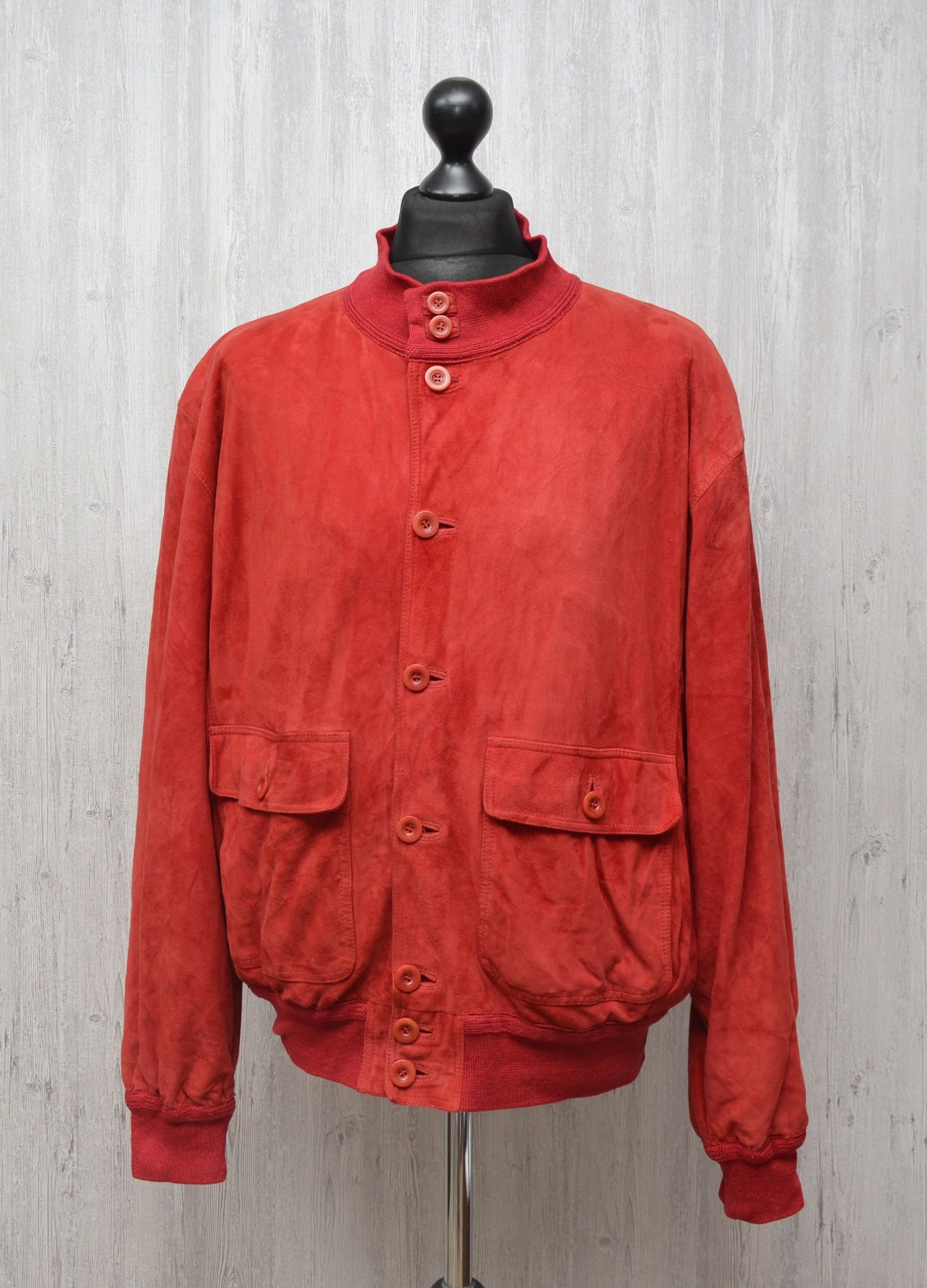 Designer × Gallotti Gallotti Suede Red Leather Jacket Bomber Sz 54 XL Size US XL / EU 56 / 4 - 1 Thumbnail