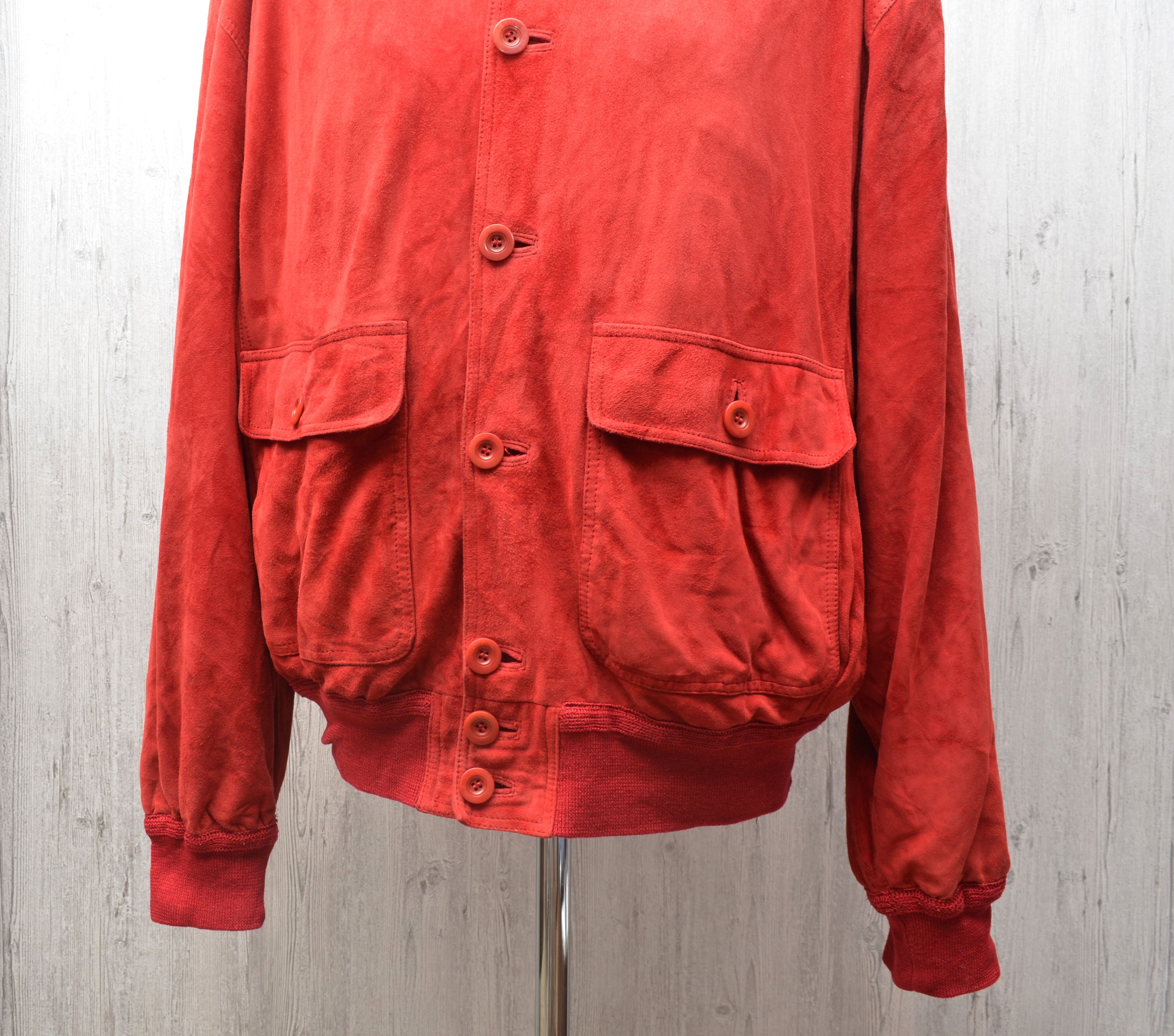 Designer × Gallotti Gallotti Suede Red Leather Jacket Bomber Sz 54 XL Size US XL / EU 56 / 4 - 3 Thumbnail