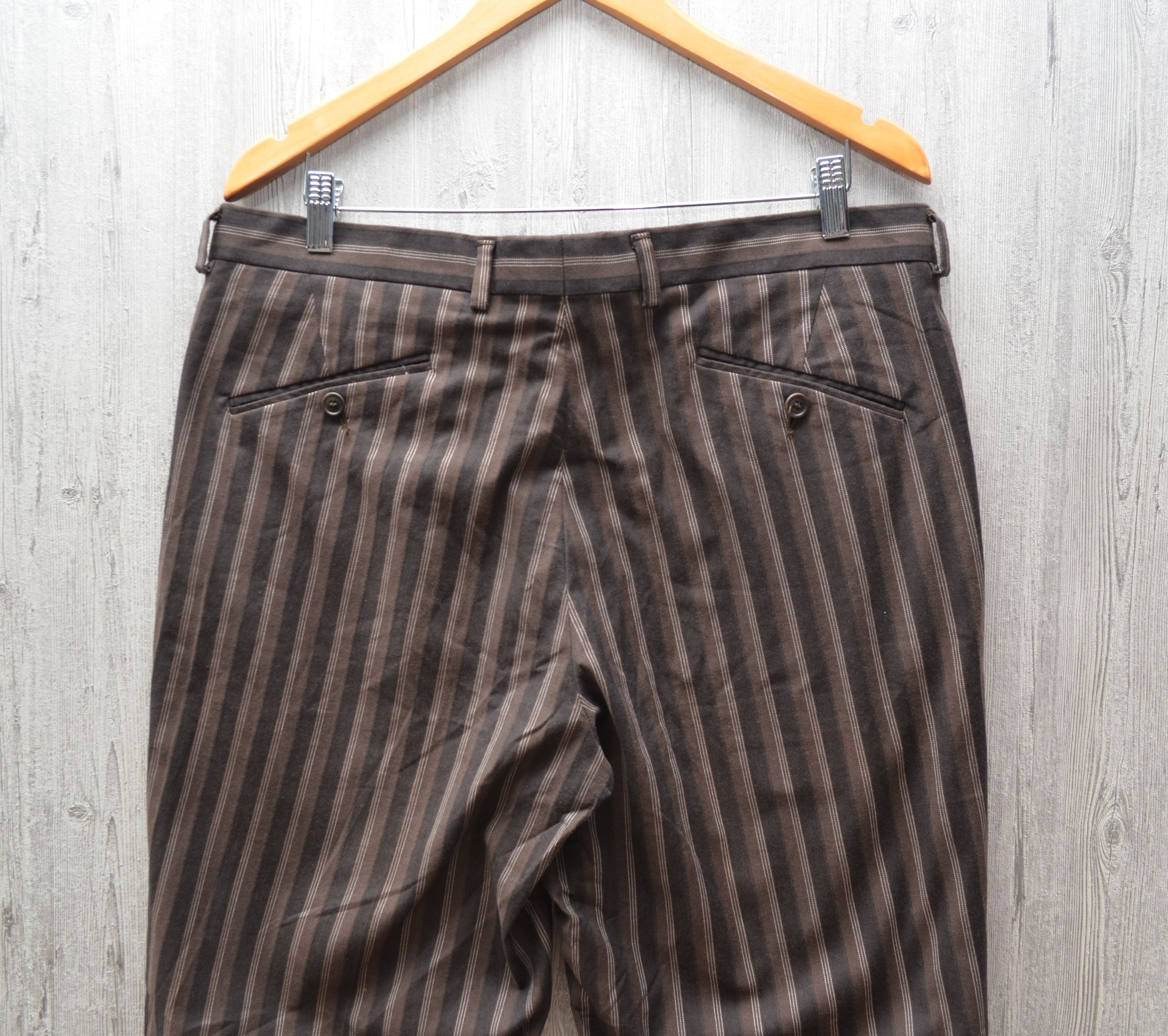 Kenzo × Vintage Kenzo Striped Casual Pants Brown Size 52 Size US 36 / EU 52 - 7 Thumbnail