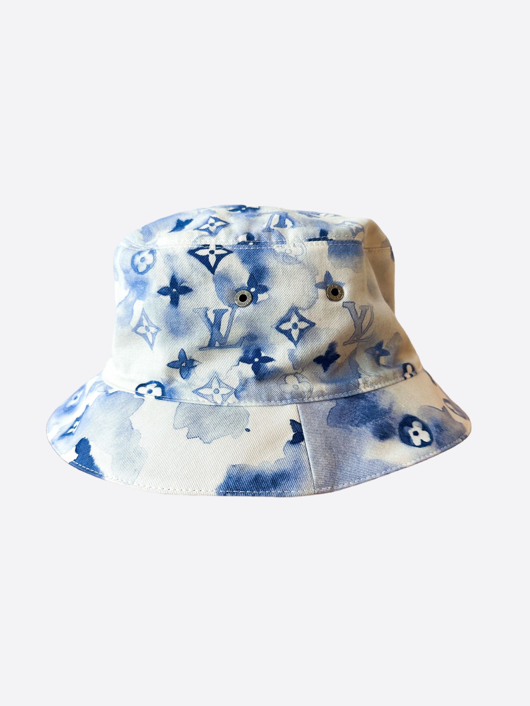 image of Louis Vuitton Watercolor Monogram Bucket Hat in Blue, Men's
