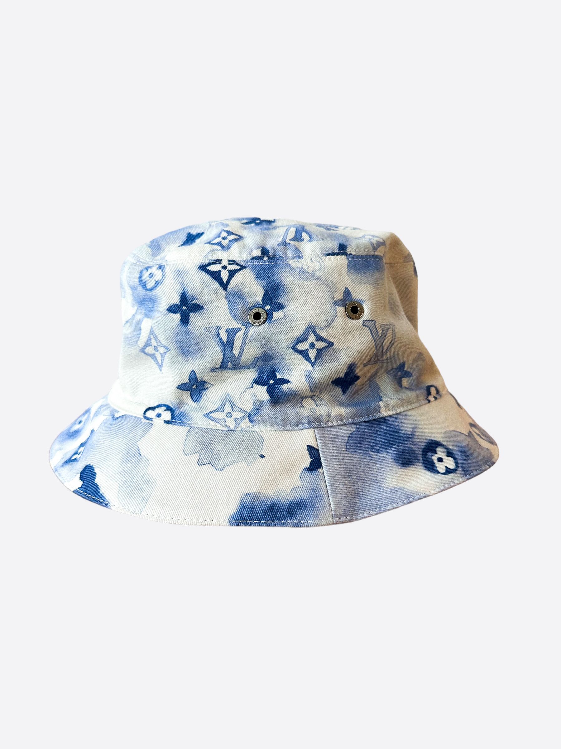 Pre-owned Louis Vuitton Watercolor Monogram Bucket Hat In Blue