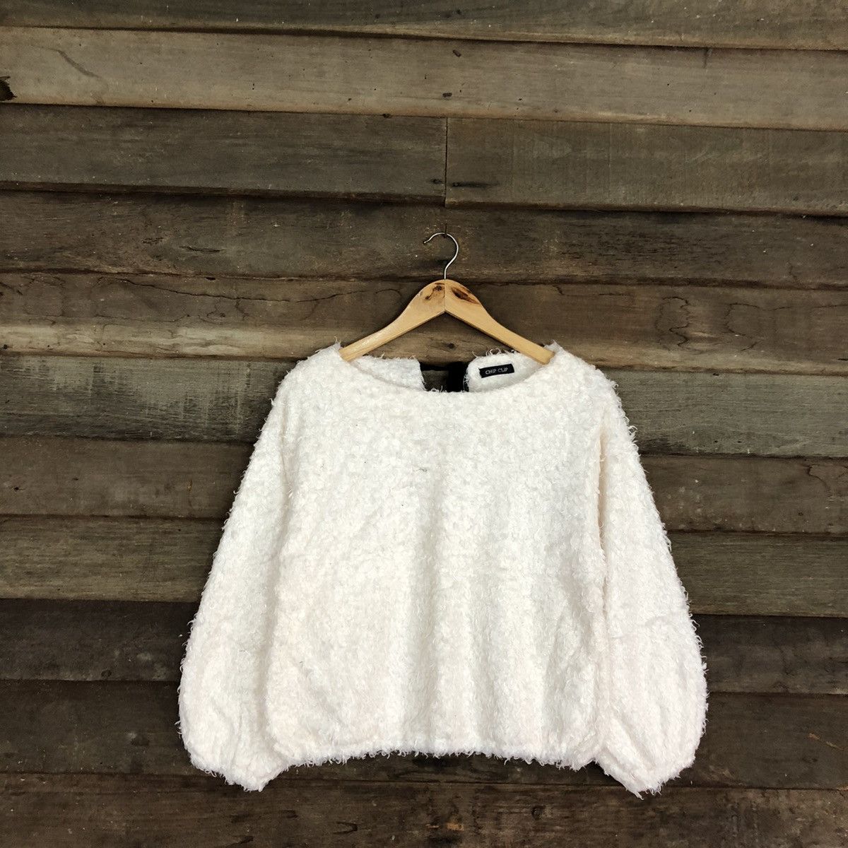 Homespun Knitwear × Japanese Brand DL Chip Clip White Mohair shag shaggy Knitwear #B614 Size S / US 4 / IT 40 - 1 Thumbnail