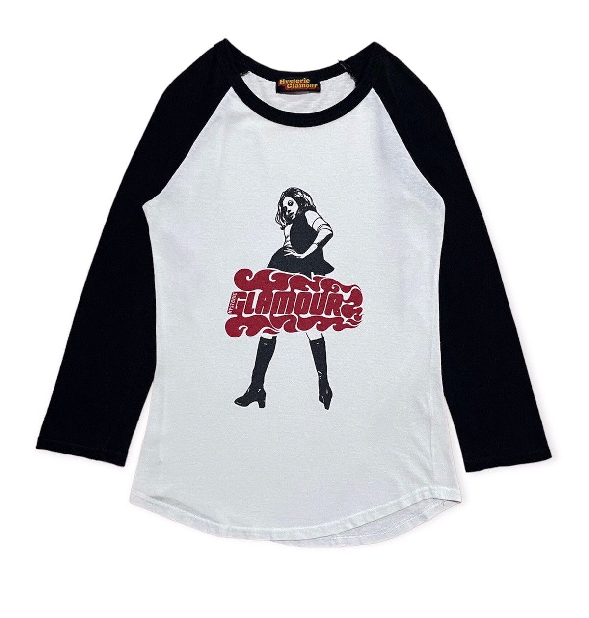 image of Hysteric Glamour ‘90S OG Raglan Tee in Black/White, Women's (Size XS)