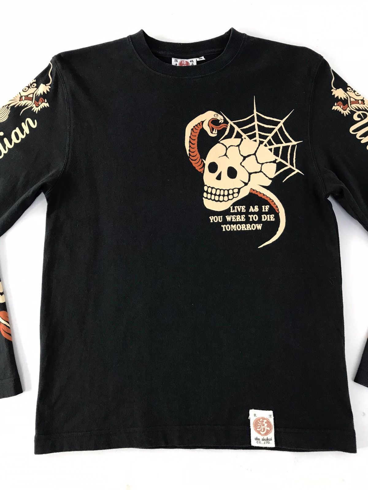 Japanese Brand Unshakable Guardian Japanese Printed Skull X Dragon T.Shirt Size US S / EU 44-46 / 1 - 3 Thumbnail