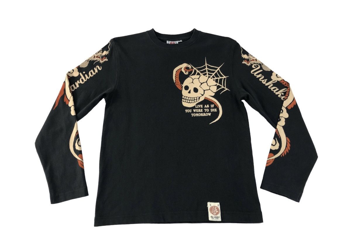 Unshakable Guardian Japanese Printed Skull X Dragon T.Shirt