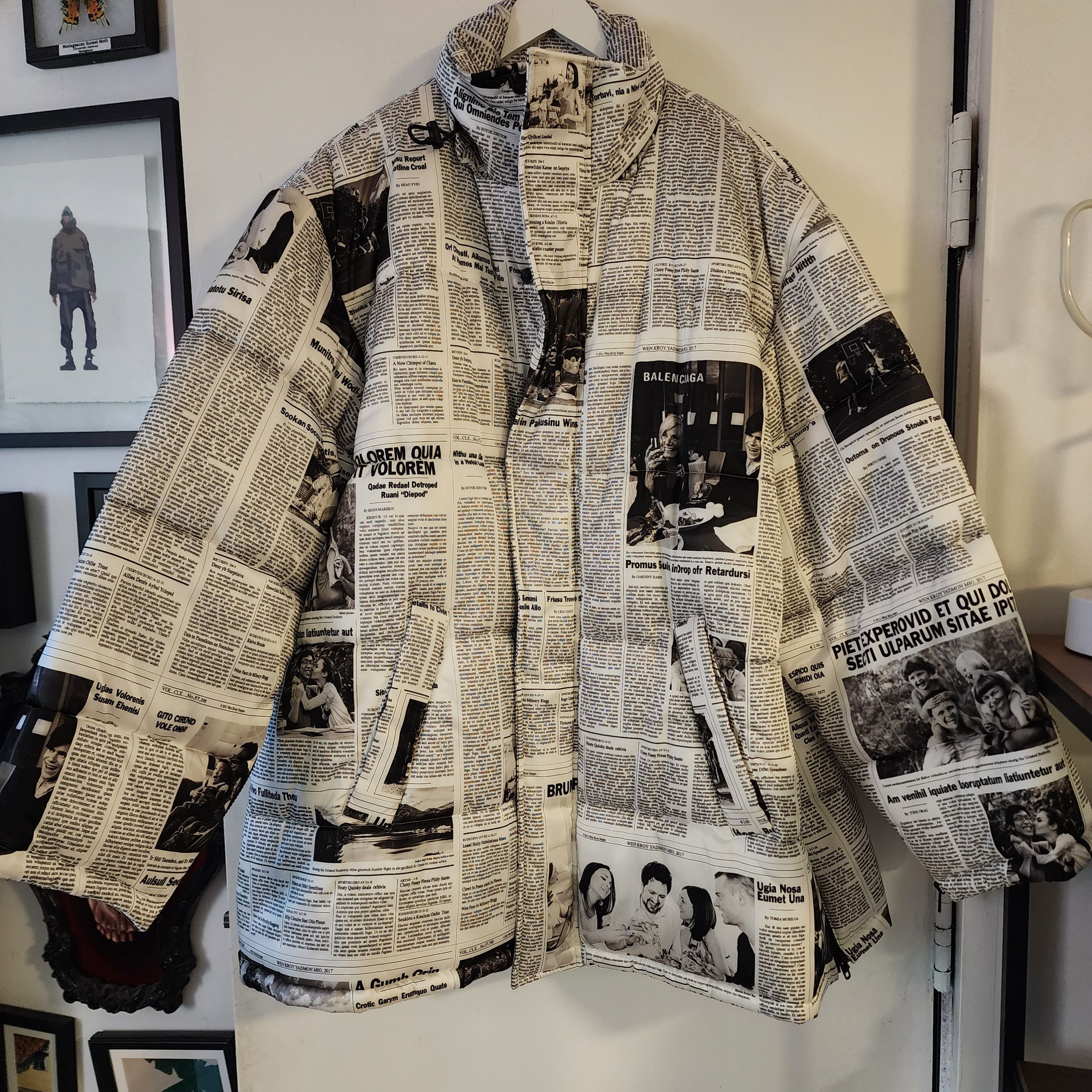 Balenciaga newspaper print coat