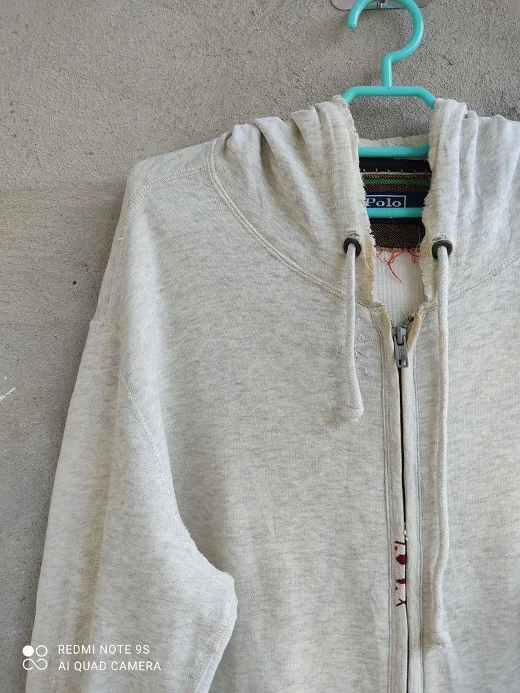 Polo Ralph Lauren Polo By Ralph Lauren Talon Zip Distressed Gray White Hoodie Size US L / EU 52-54 / 3 - 8 Thumbnail