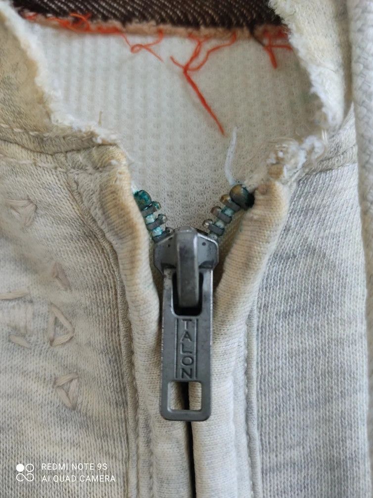 Polo Ralph Lauren Polo By Ralph Lauren Talon Zip Distressed Gray White Hoodie Size US L / EU 52-54 / 3 - 13 Thumbnail