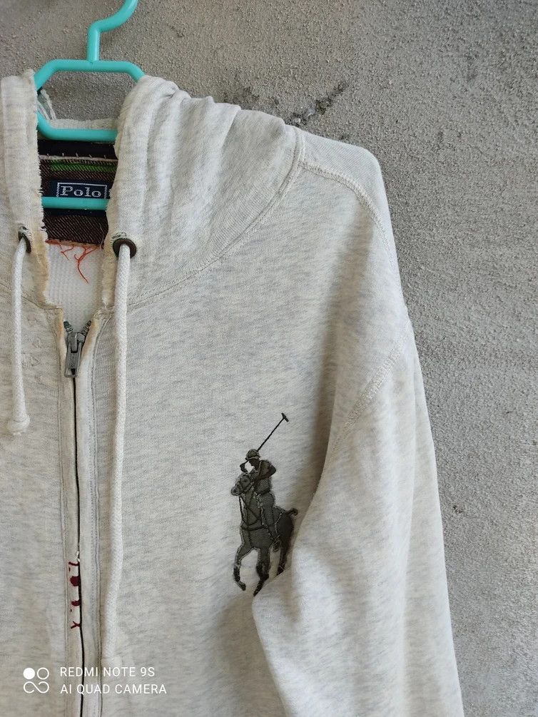 Polo Ralph Lauren Polo By Ralph Lauren Talon Zip Distressed Gray White Hoodie Size US L / EU 52-54 / 3 - 9 Thumbnail