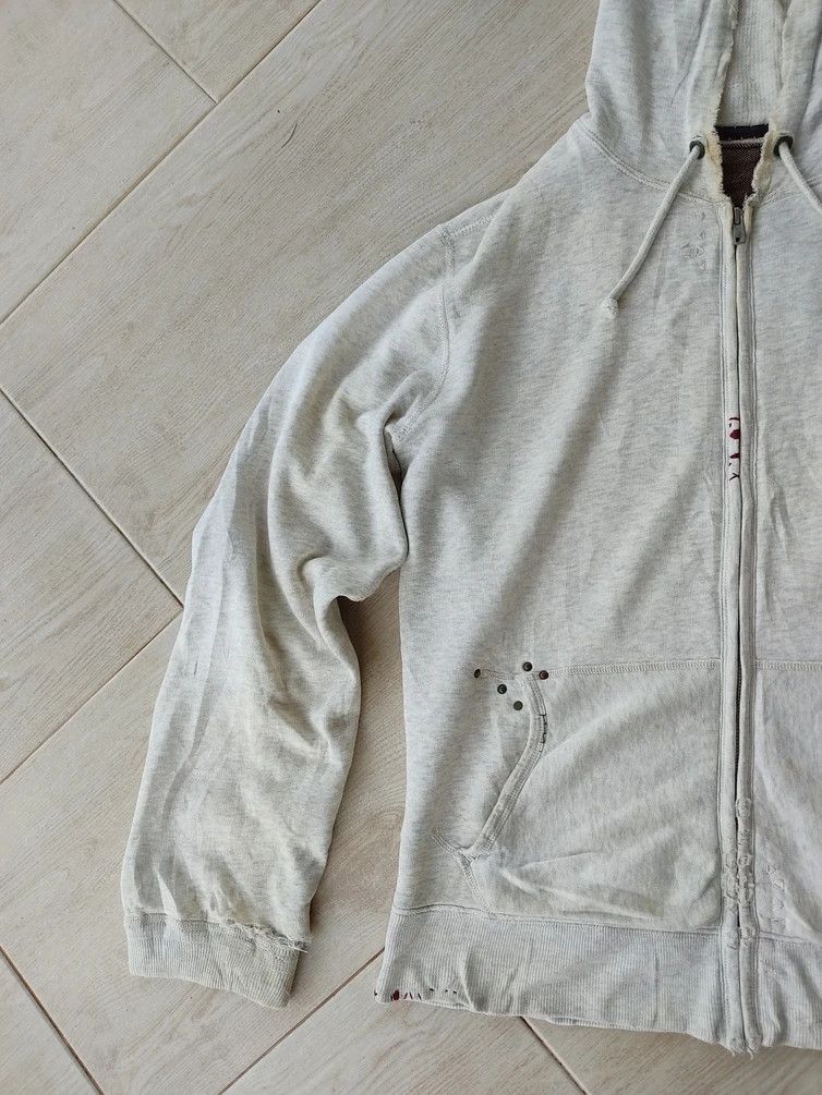 Polo Ralph Lauren Polo By Ralph Lauren Talon Zip Distressed Gray White Hoodie Size US L / EU 52-54 / 3 - 4 Thumbnail