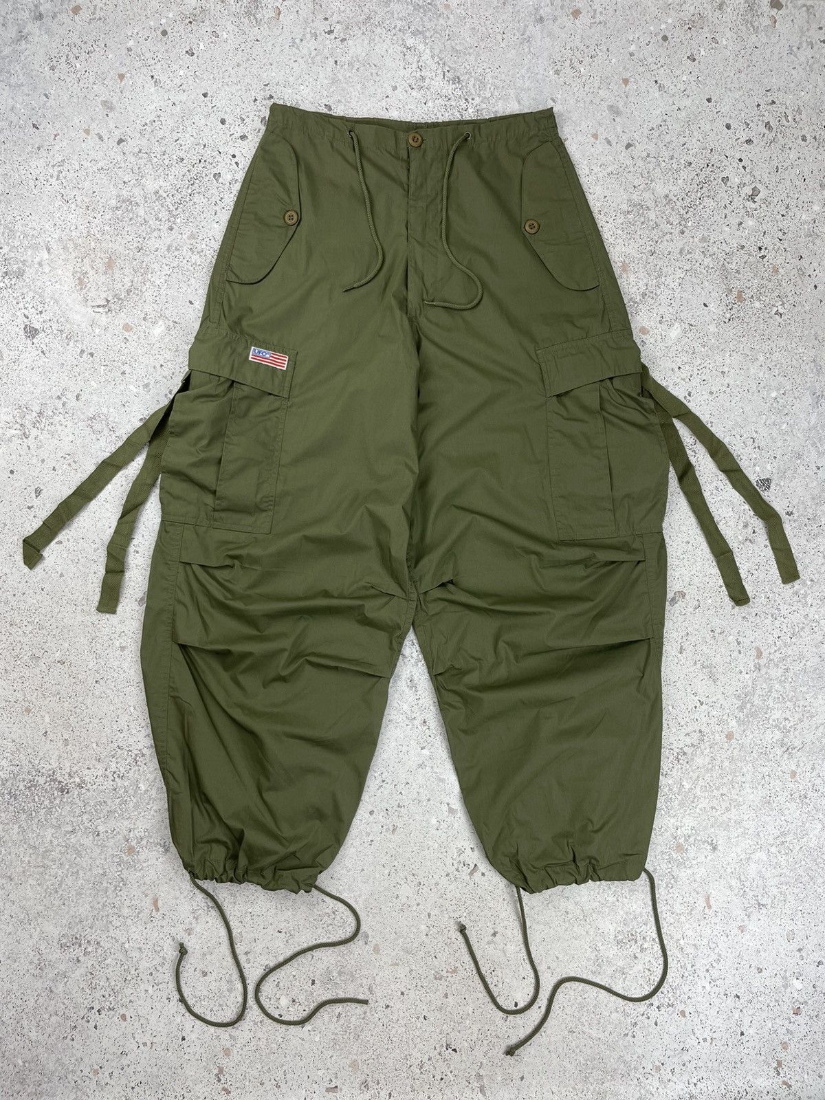 image of Y2K Vintage Ufo Military Parachute Cargo Bondage Pants in Khaki, Men's (Size 31)