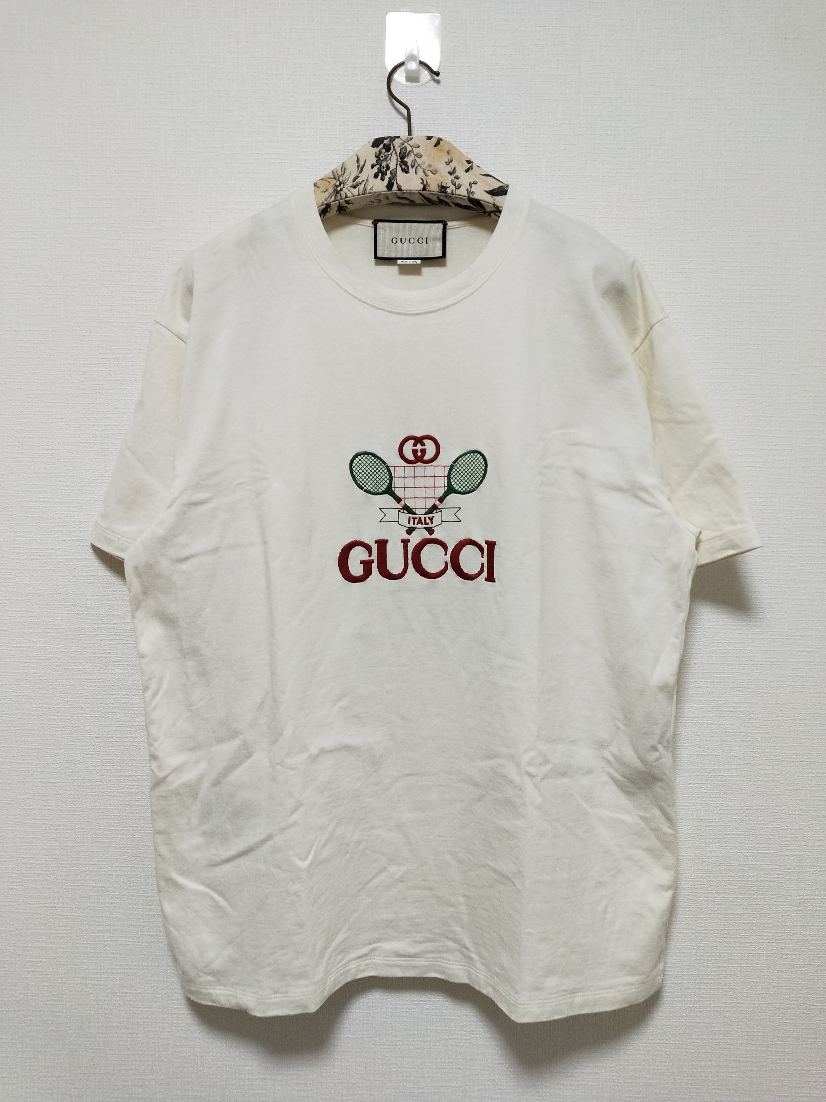 image of Gucci Tennis Embroidered Tee in Off White, Men's (Size 2XL)