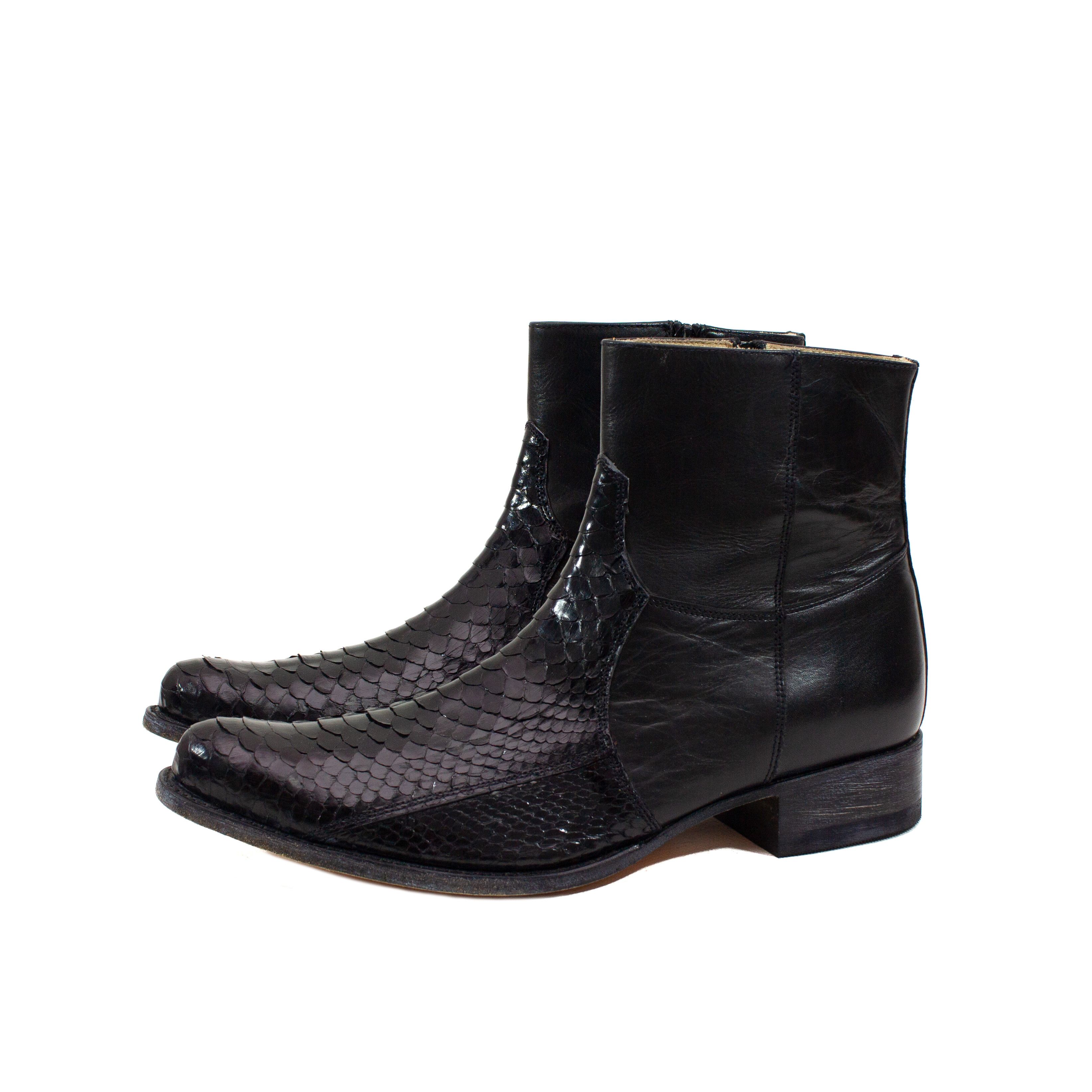 SENDRA 5701 Python Leather Cowboy Western Zip Boot Black